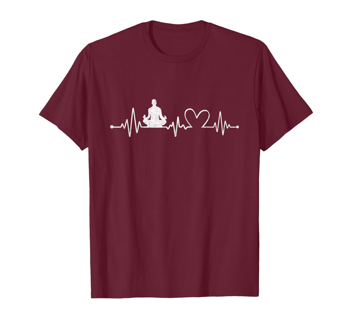 Distressed Yoga With Heartbeat Graphic Yoga Lover T-Shirt