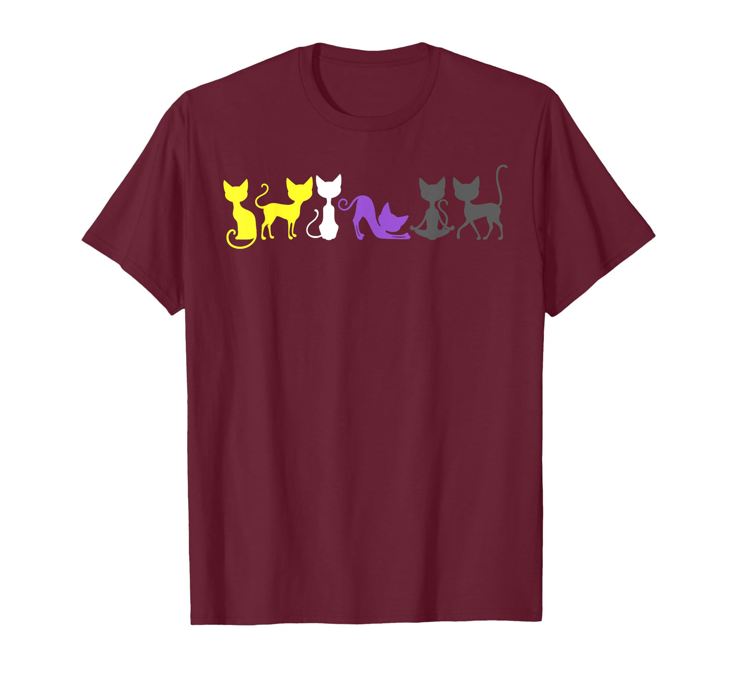 Nonbinary Pride Cats Stretching and Meditating in Flag Color T-Shirt