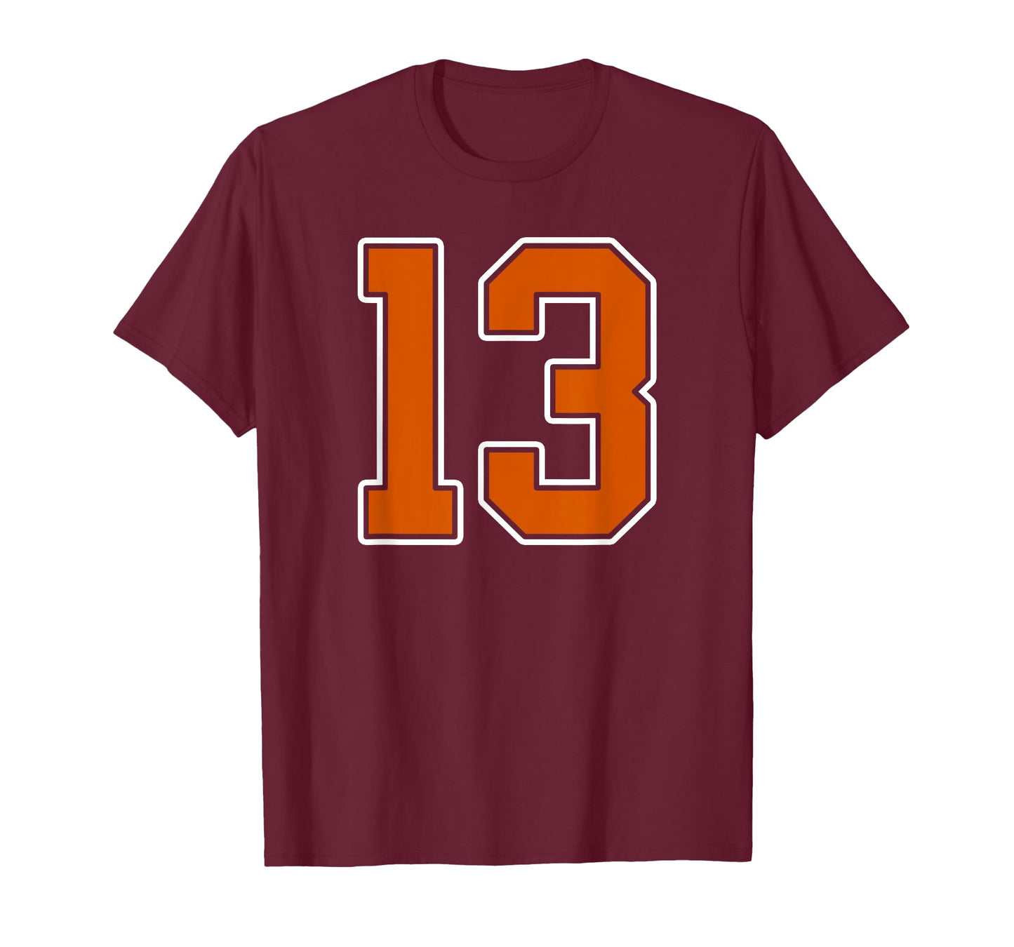 Burnt Orange White Number 13 Jersey Player Uniform #13 T-Shirt