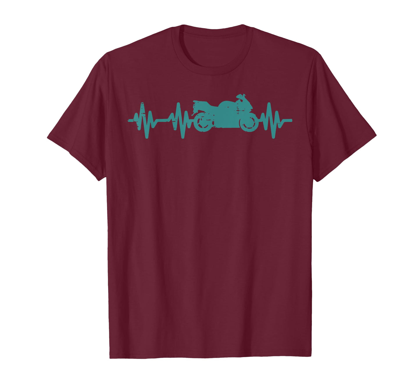Biker Motorcycle Heartbeat Cool Motorbike Men Women Kids T-Shirt