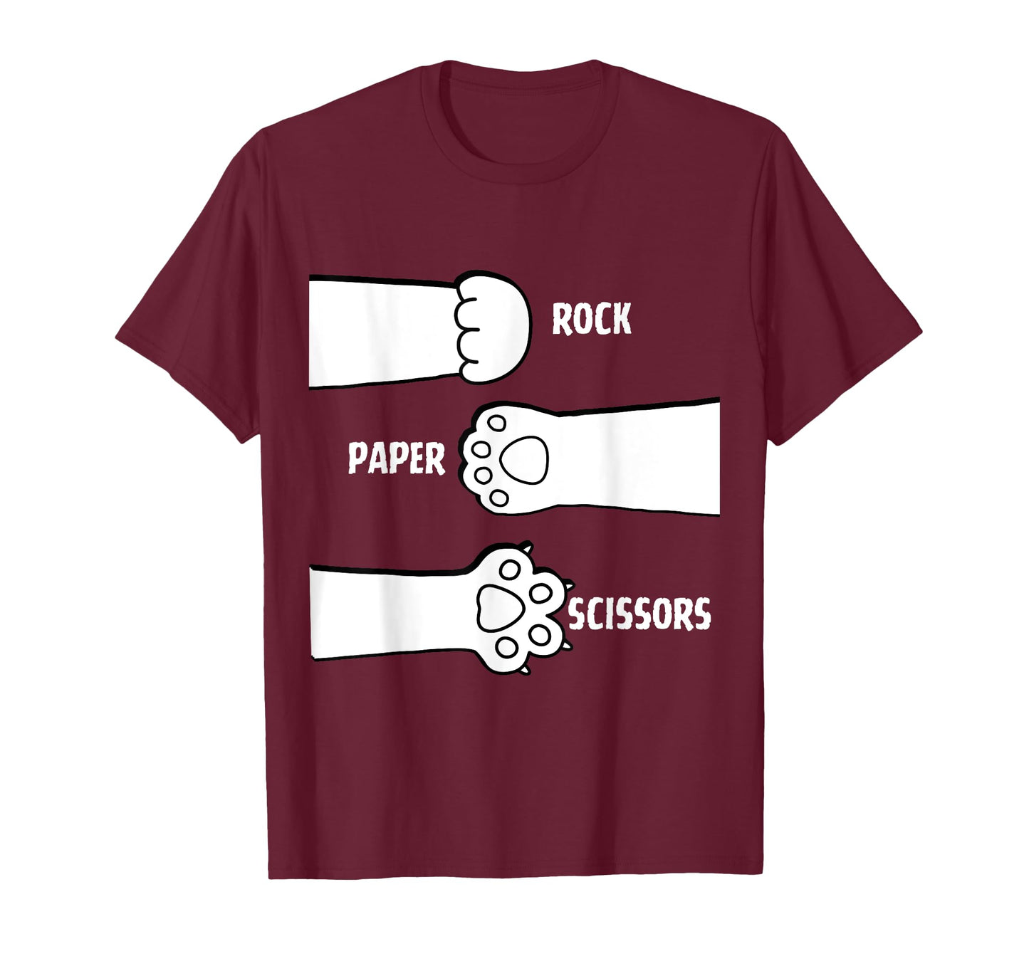 Cat Rock Paper Scissors Hand Game Paw Claw Cute Funny T-Shirt for Men Women Girls Kids