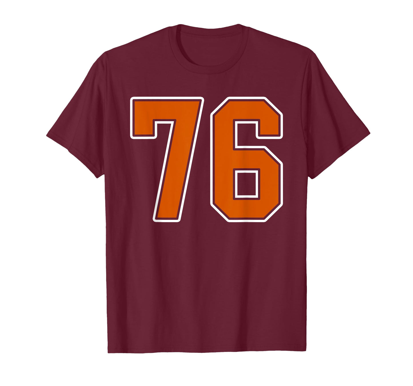 Burnt Orange White Number 76 Jersey Player Uniform #76 T-Shirt