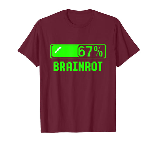 Six Seven 67 Percent Brainrot Loading Gamer Bar Funny Glitch T-Shirt