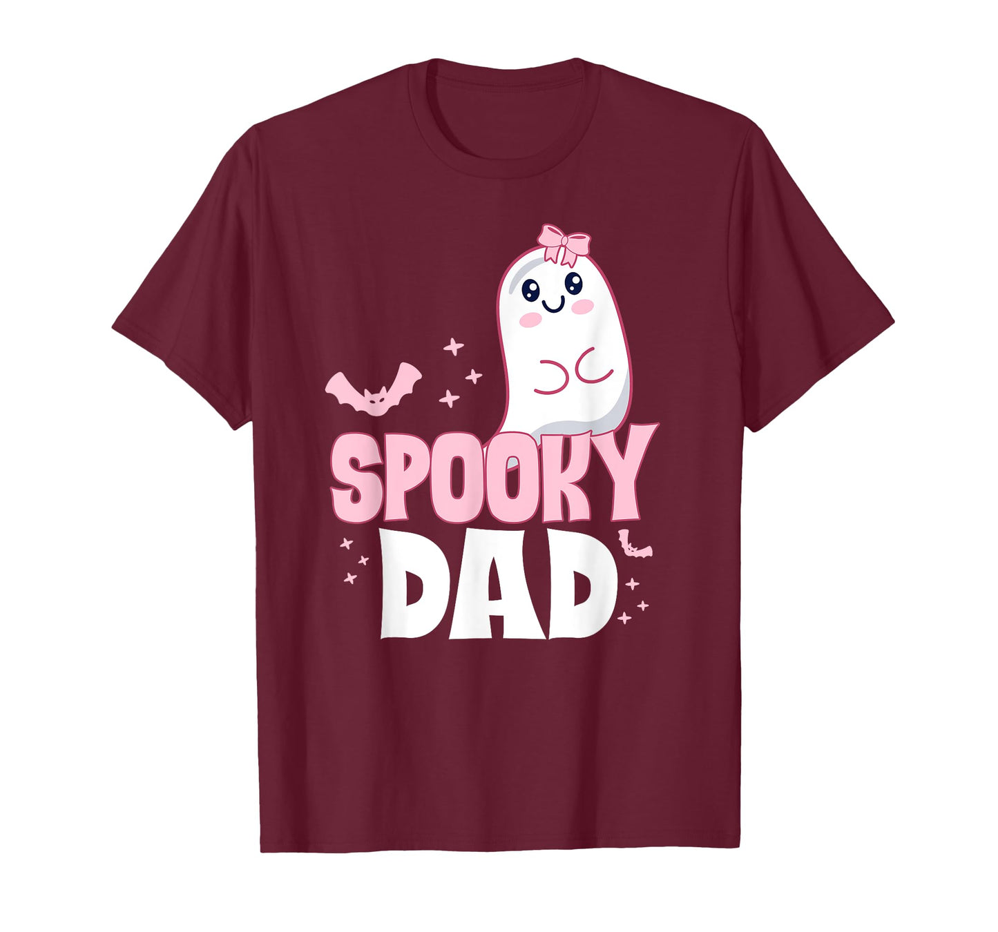 Spooky Dad Family Cute Pink White Ghost Boo Halloween T-Shirt