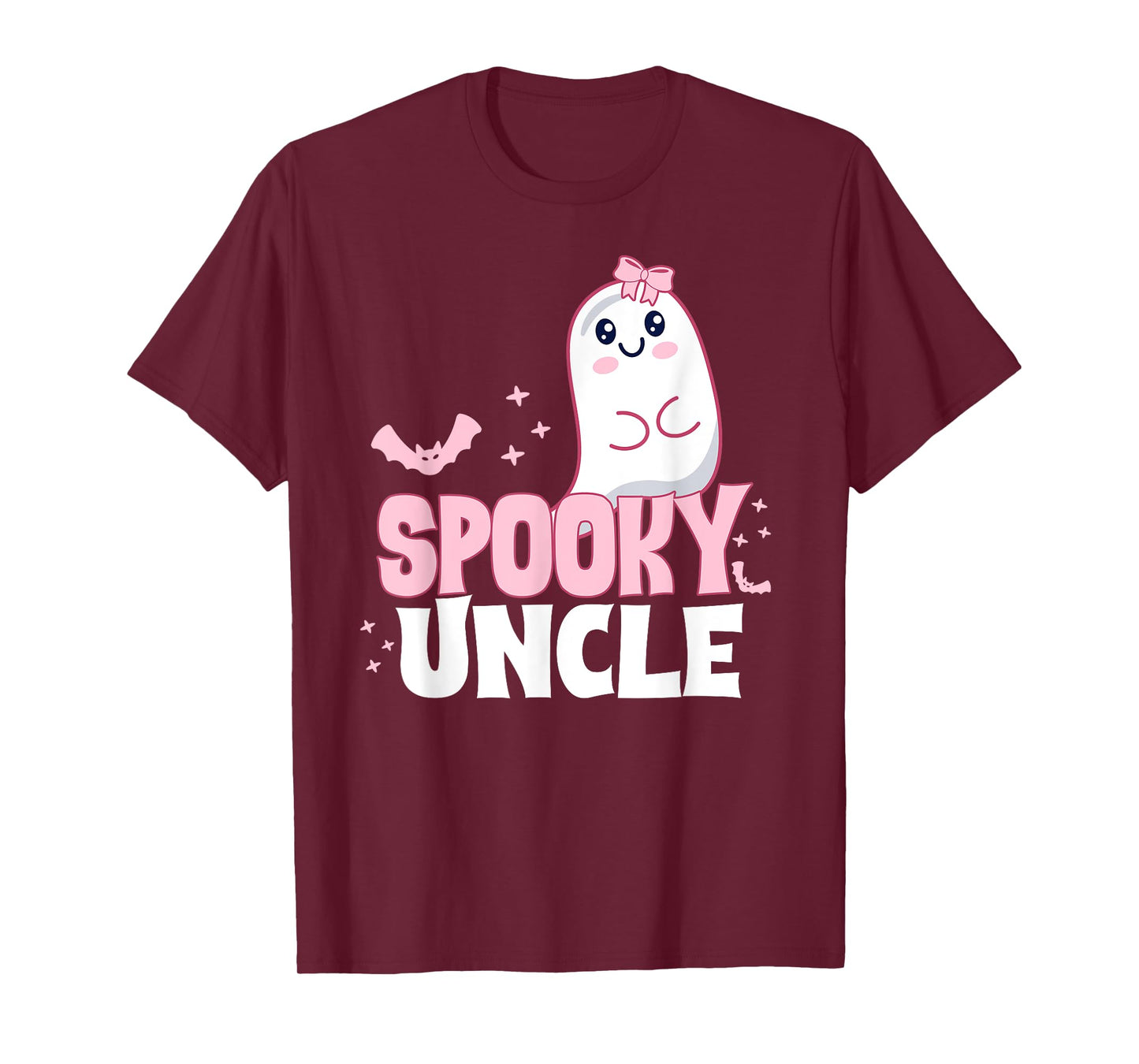 Spooky Uncle Family Cute Pink White Ghost Boo Halloween T-Shirt