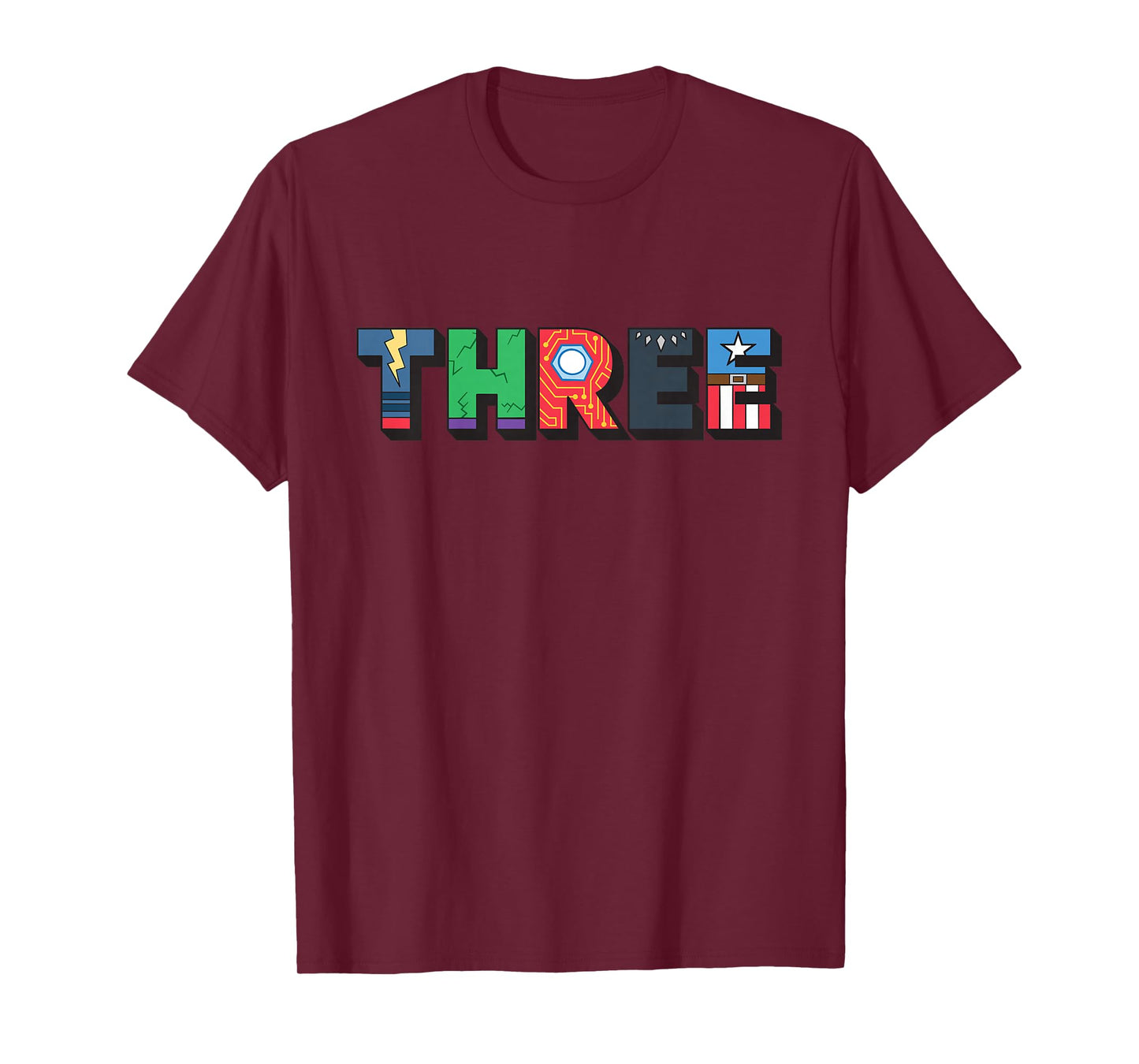Marvel Super Heroes Avengers Numbers 3 Third 3rd Birthday T-Shirt