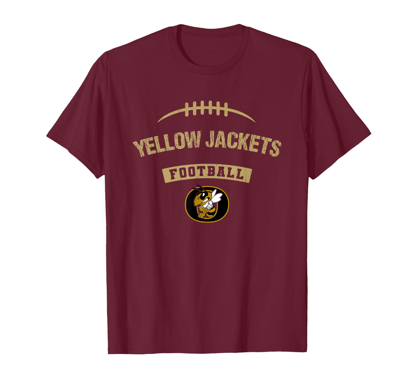 Oxford Yellow Jackets Logo Football Distressed HS T-Shirt