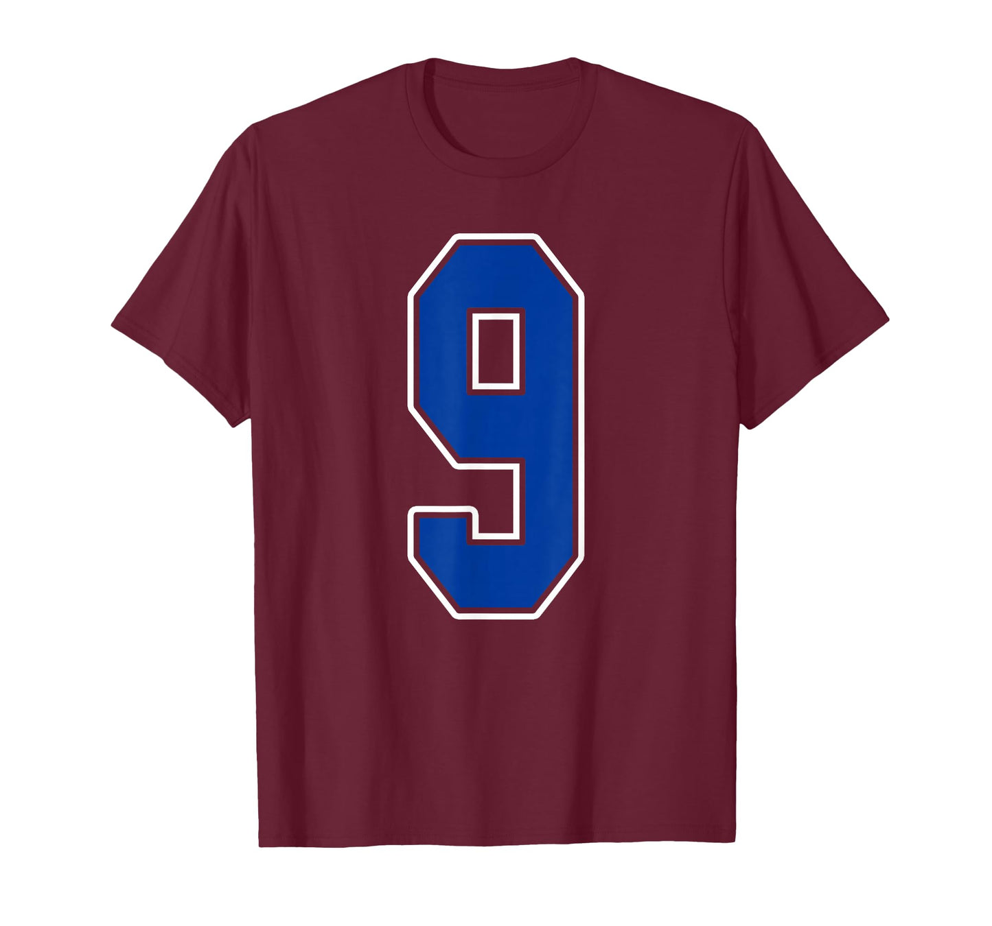 Royal Blue and White Number 9 Jersey Player Uniform #9 Fan T-Shirt