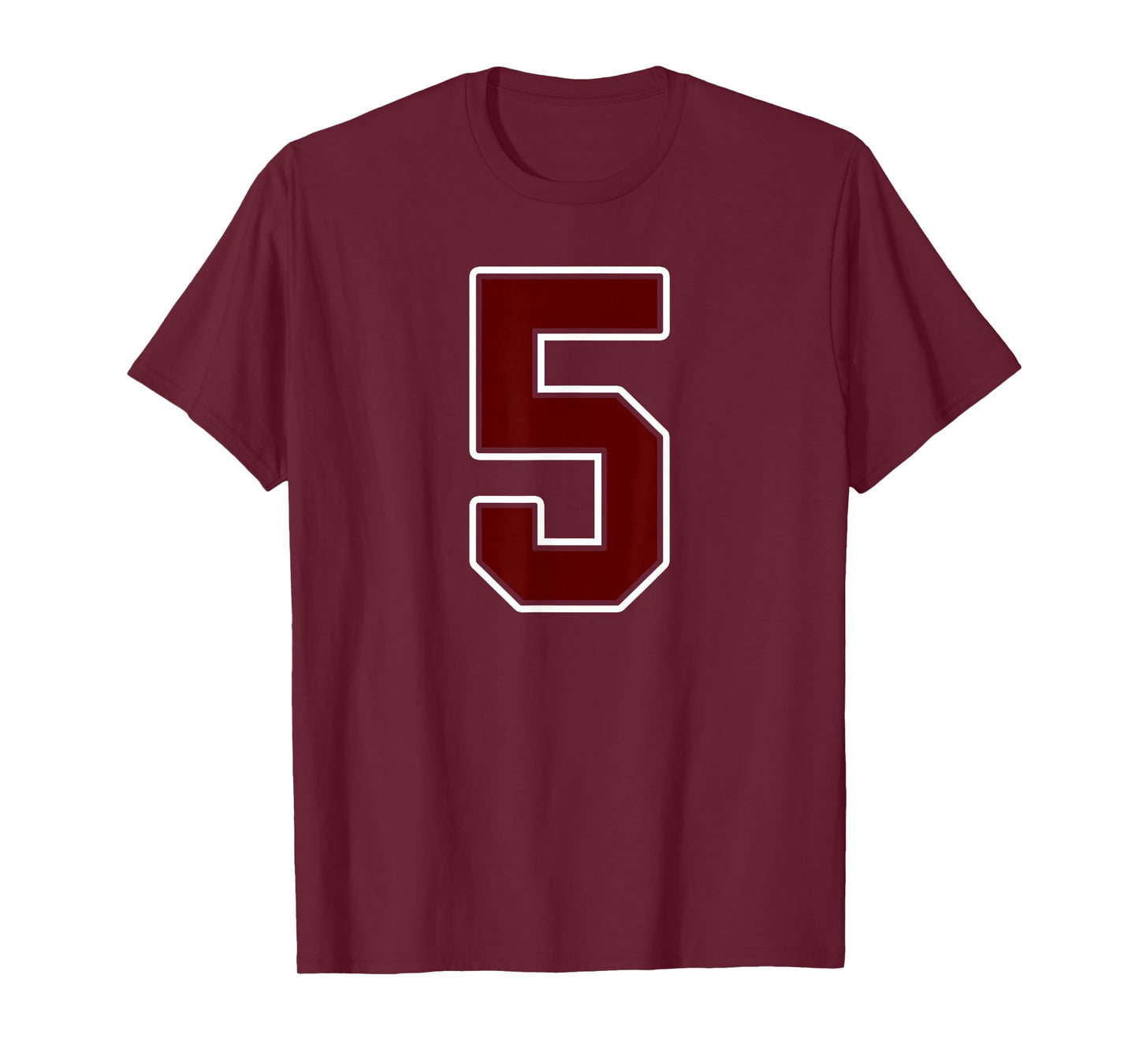 Maroon and White Number 5 Jersey Player Uniform #5 Fan T-Shirt