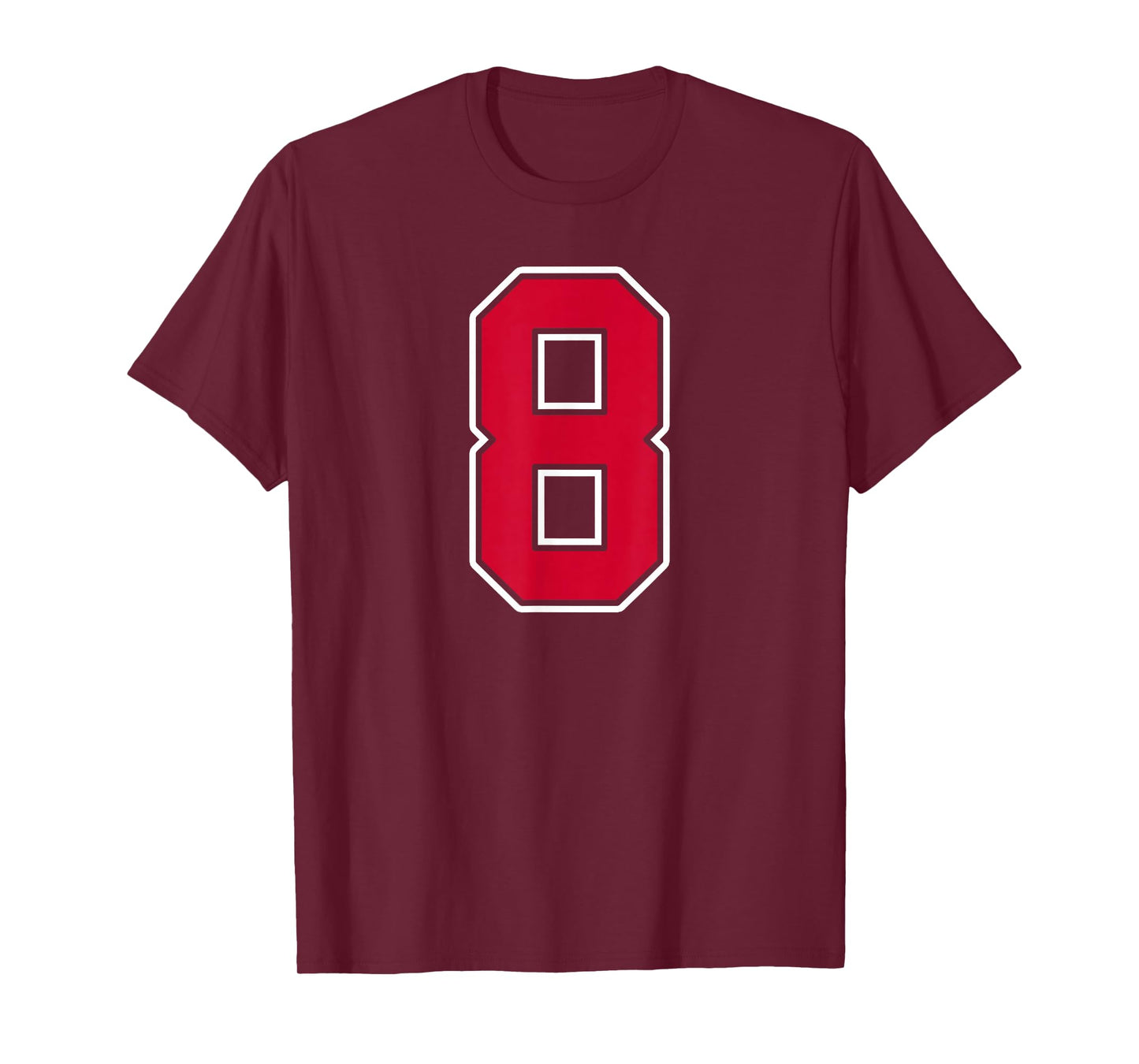 Red White Number 8 Jersey Player Uniform #8 T-Shirt