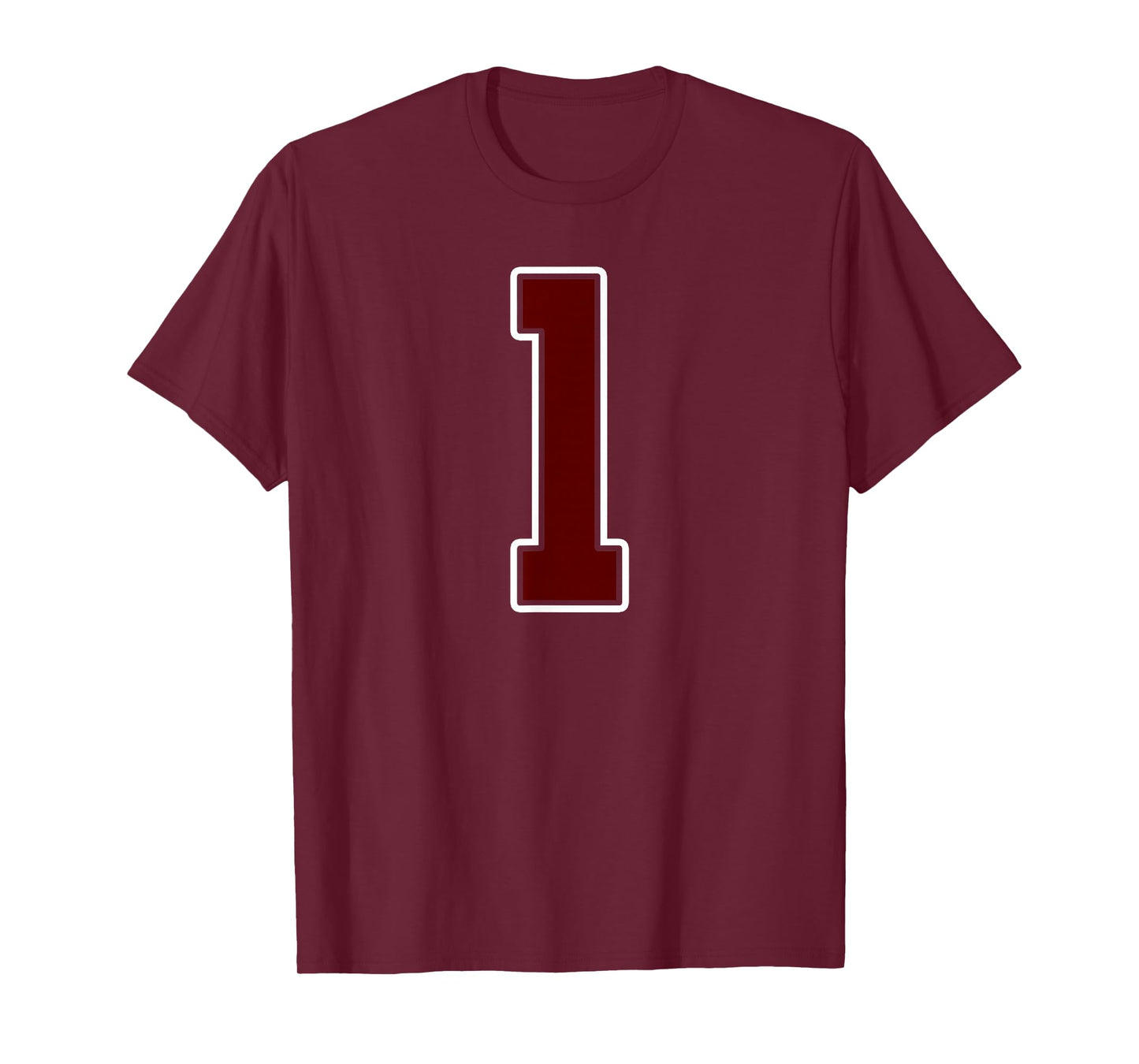 Maroon and White Number 1 Jersey Player Uniform #1 Fan T-Shirt