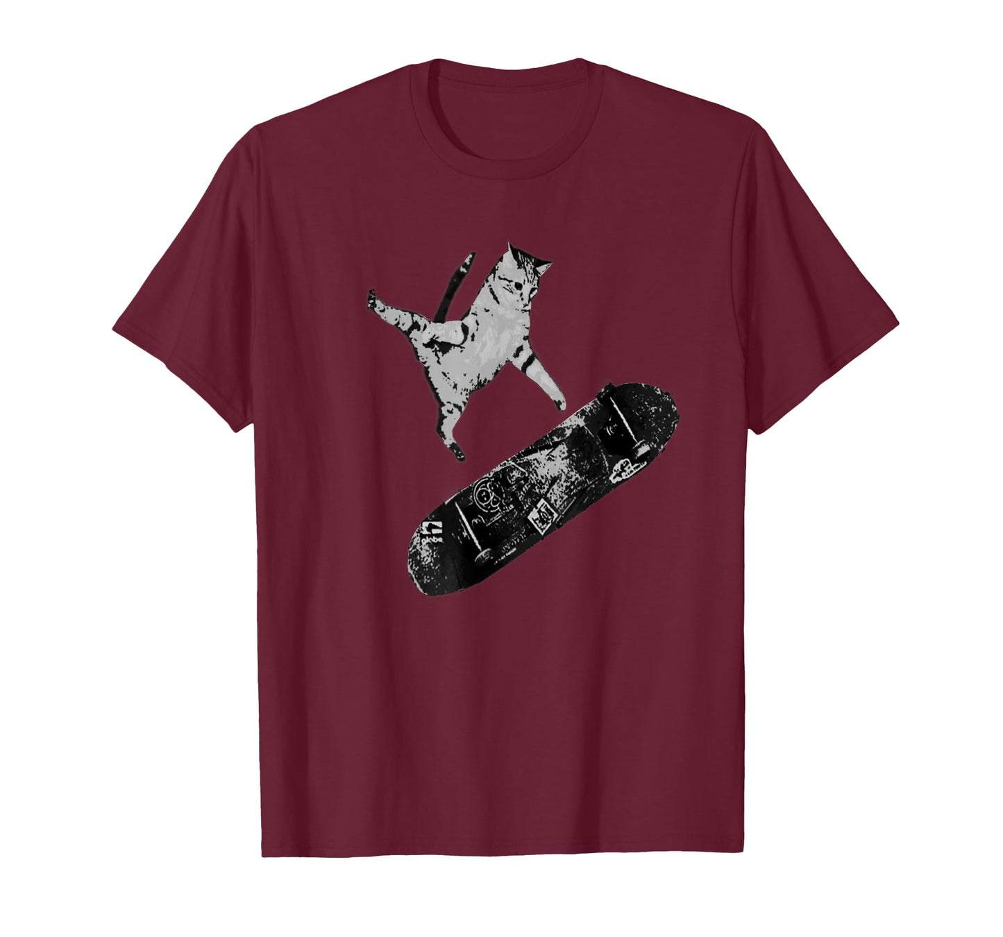 Cat on Skateboard Graphic Tee – Funny Kitten on Skateboard T-Shirt for Men Women