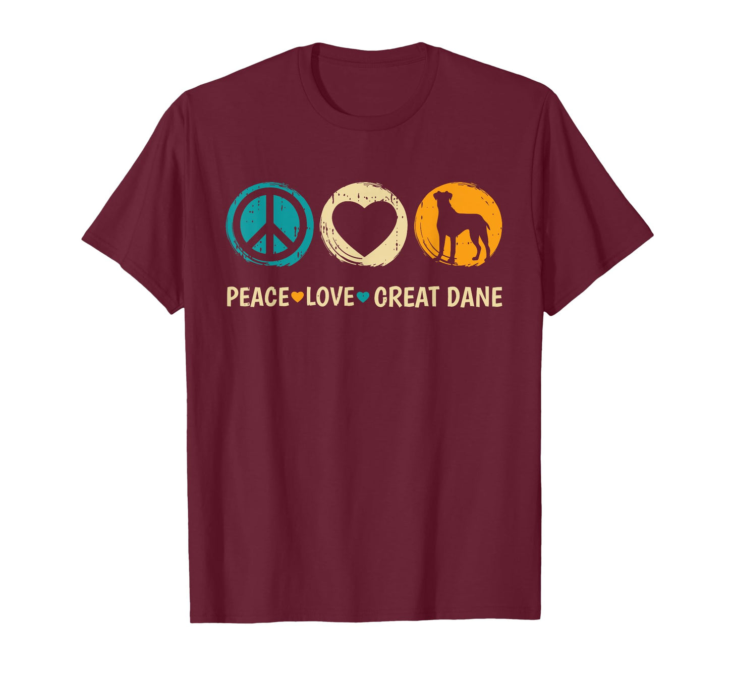 Peace Love Great Dane Dog Lover Puppy Owner Animal Groomer T-Shirt for Men Women Girls Kids