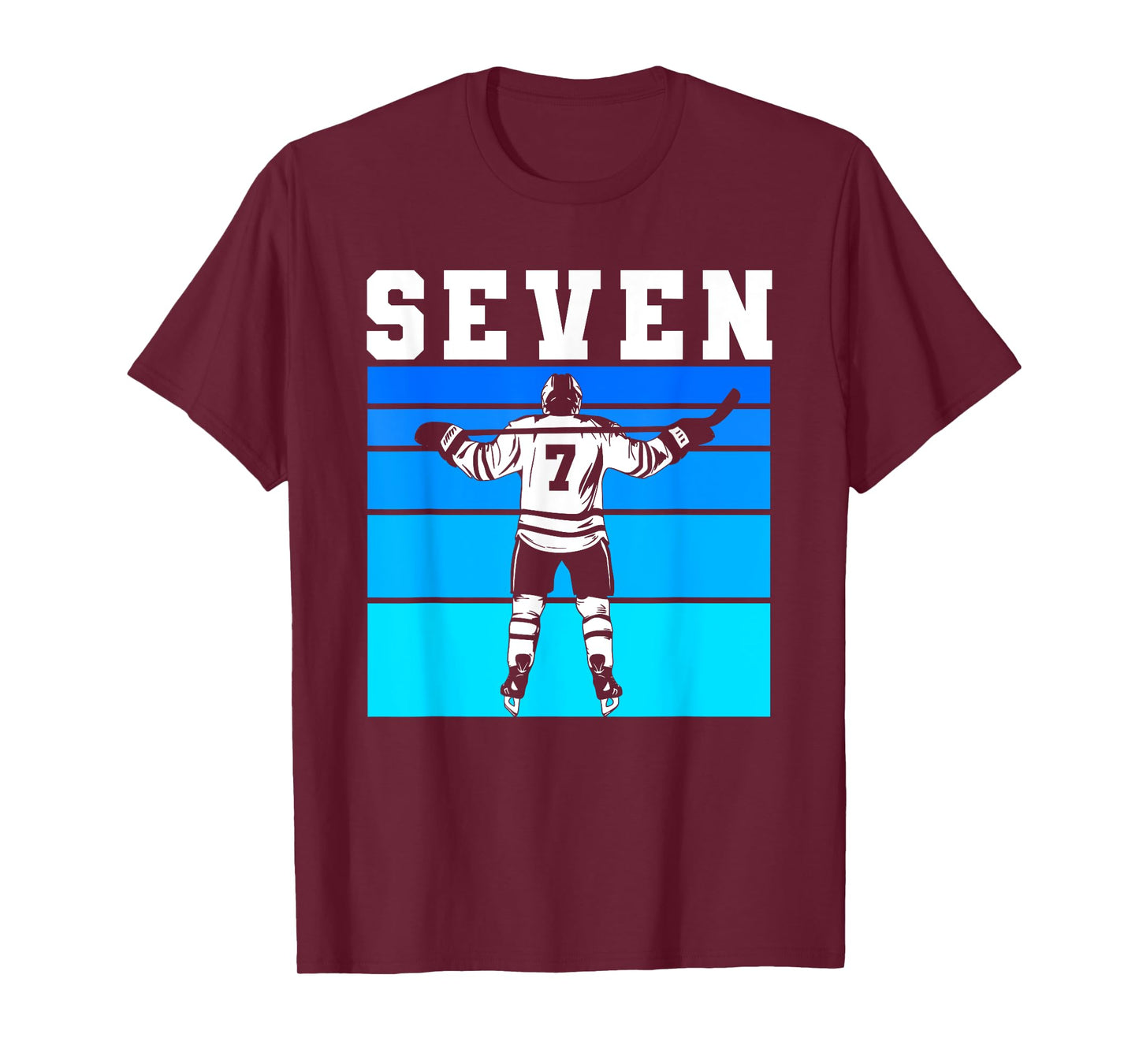 Hockey Boy 7th Birthday Seven Ice Hockey Birthday Party T-Shirt