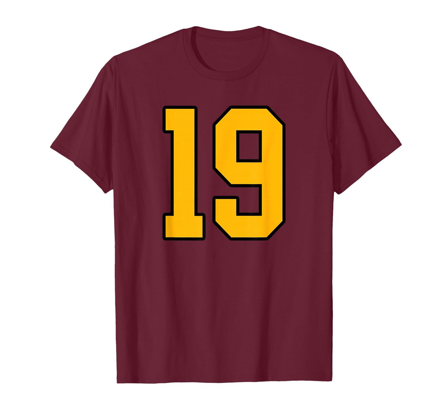 Gold and Black Sports Number 19 Jersey Uniform Player T-Shirt