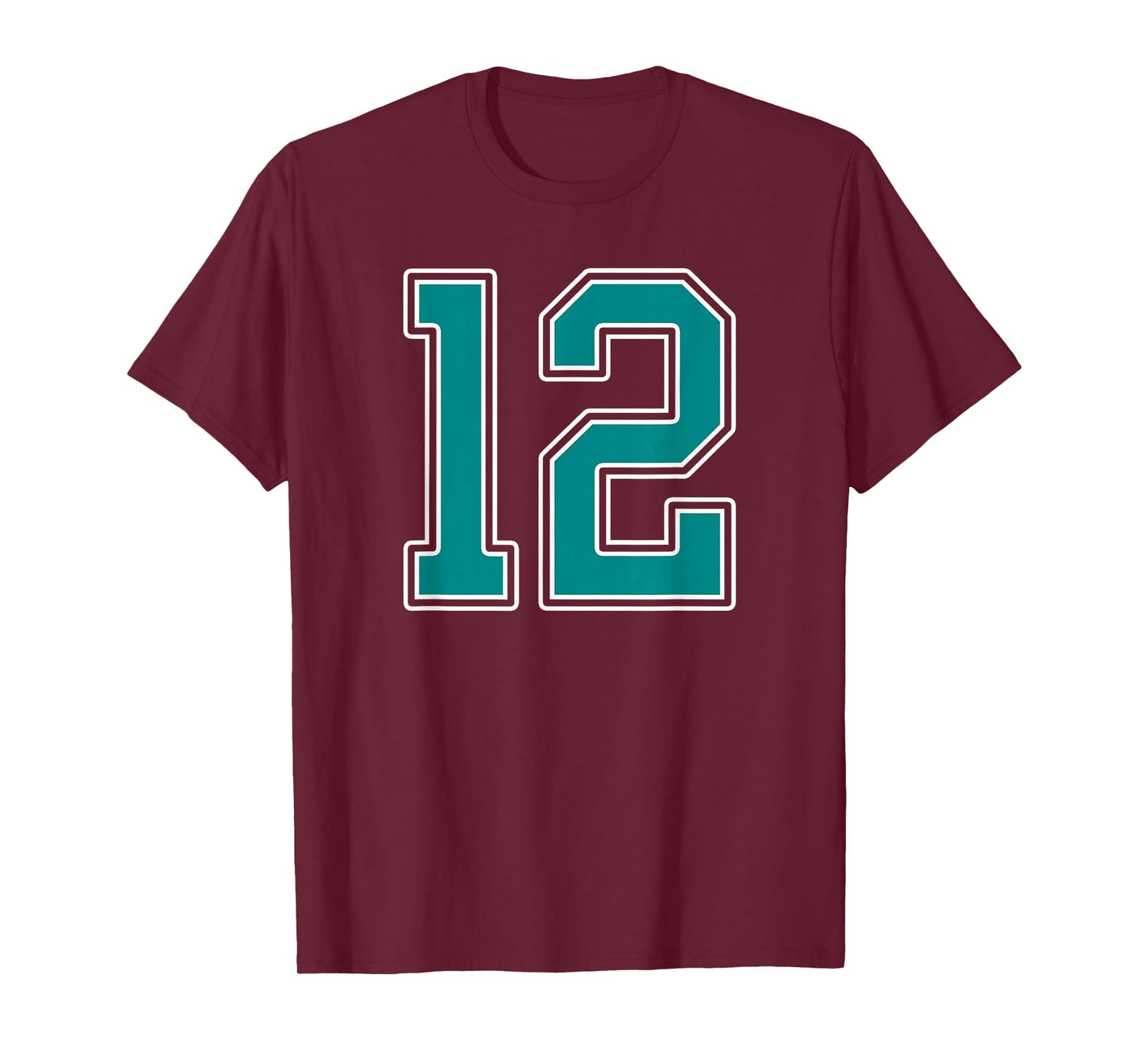 Teal and White Number 12 Jersey Player Uniform #12 Fan T-Shirt