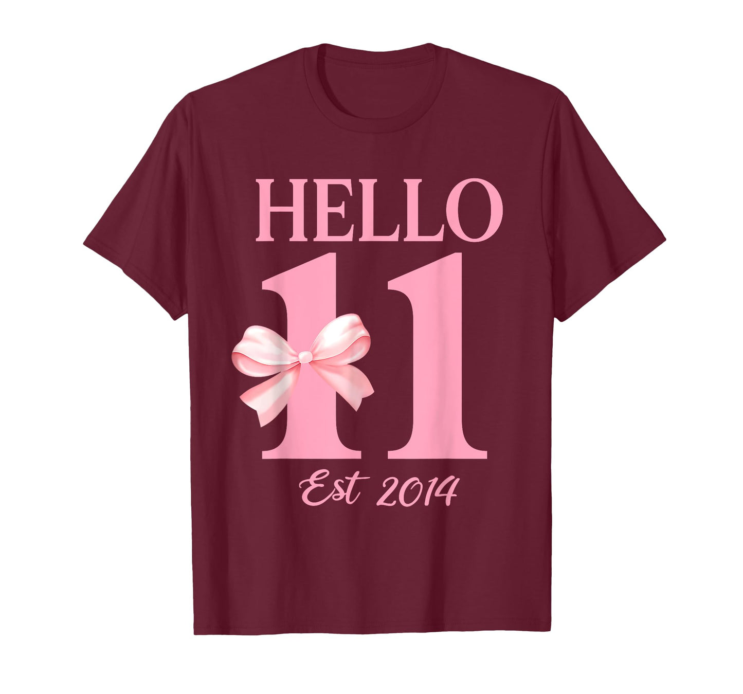 Hello Eleven Est 2014 11th Birthday Girl Coquette Bow Kids T-Shirt