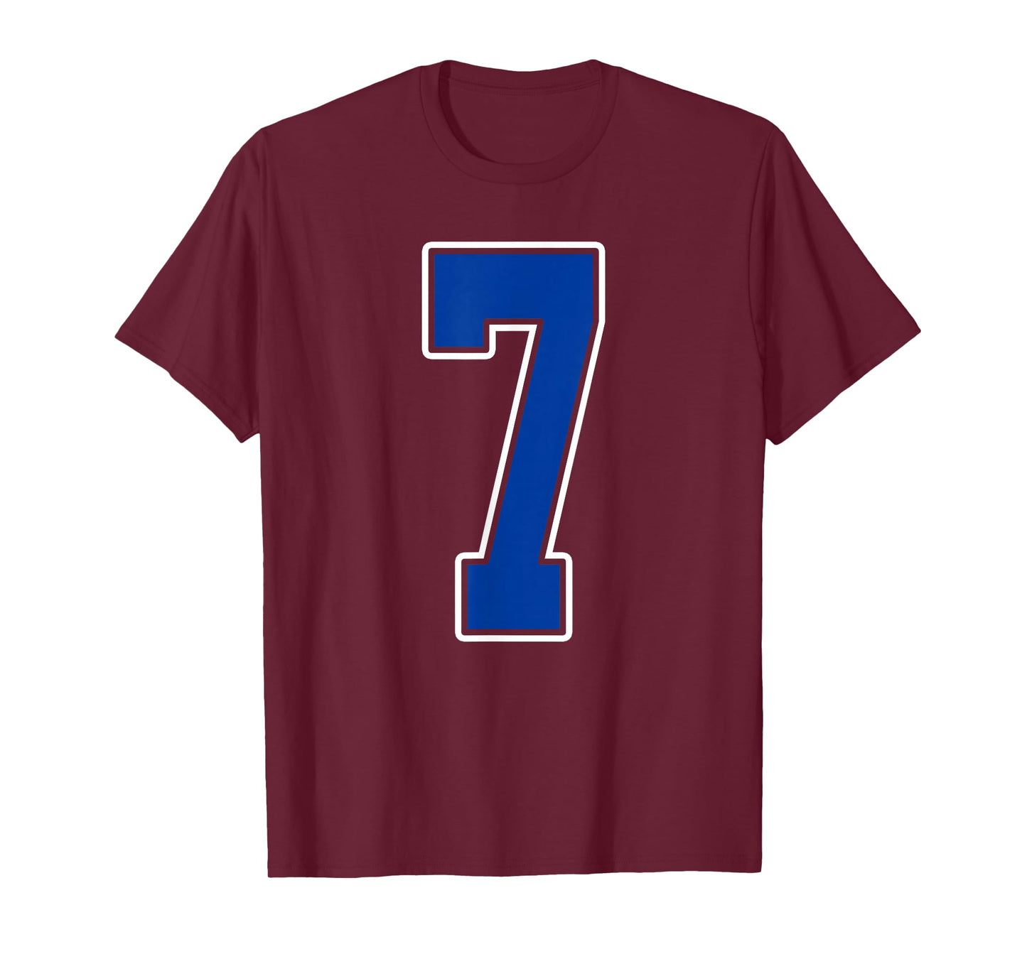 Royal Blue and White Number 7 Jersey Player Uniform #7 Fan T-Shirt