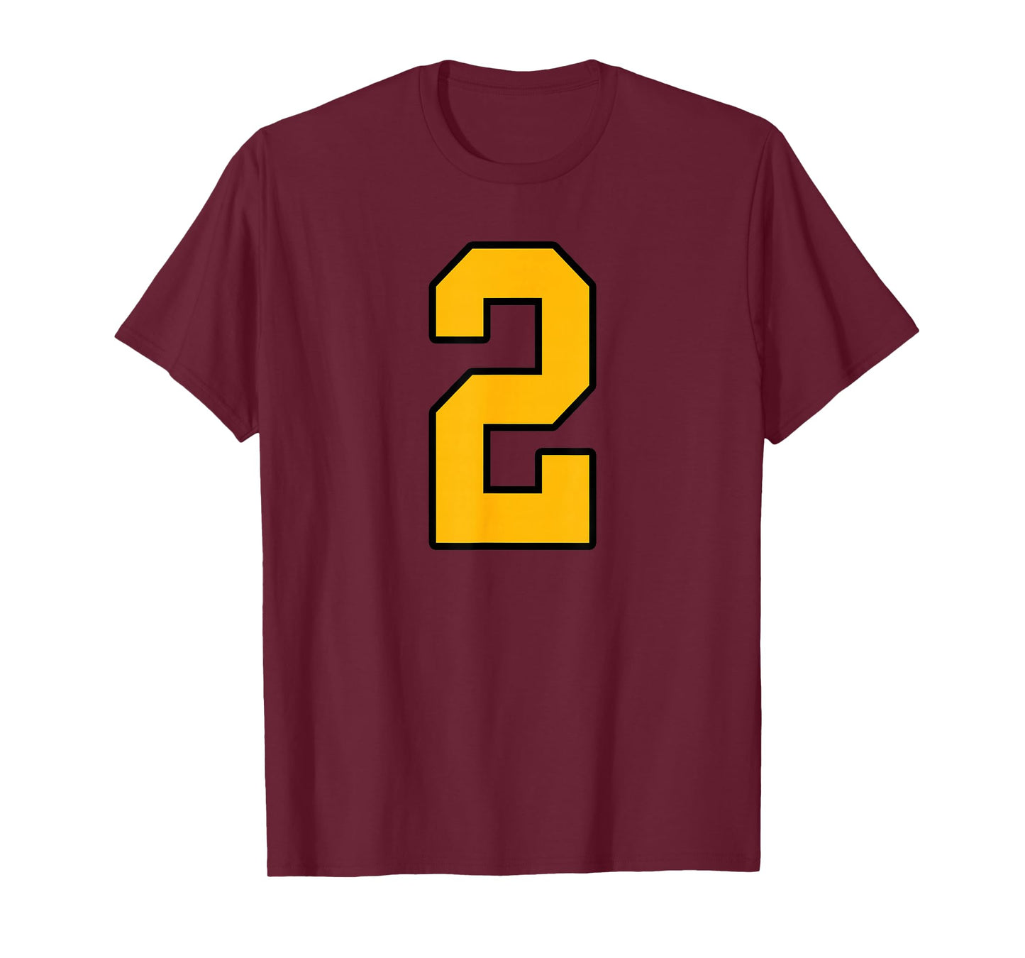 Gold and Black Sports Number 2 Jersey Uniform Player T-Shirt