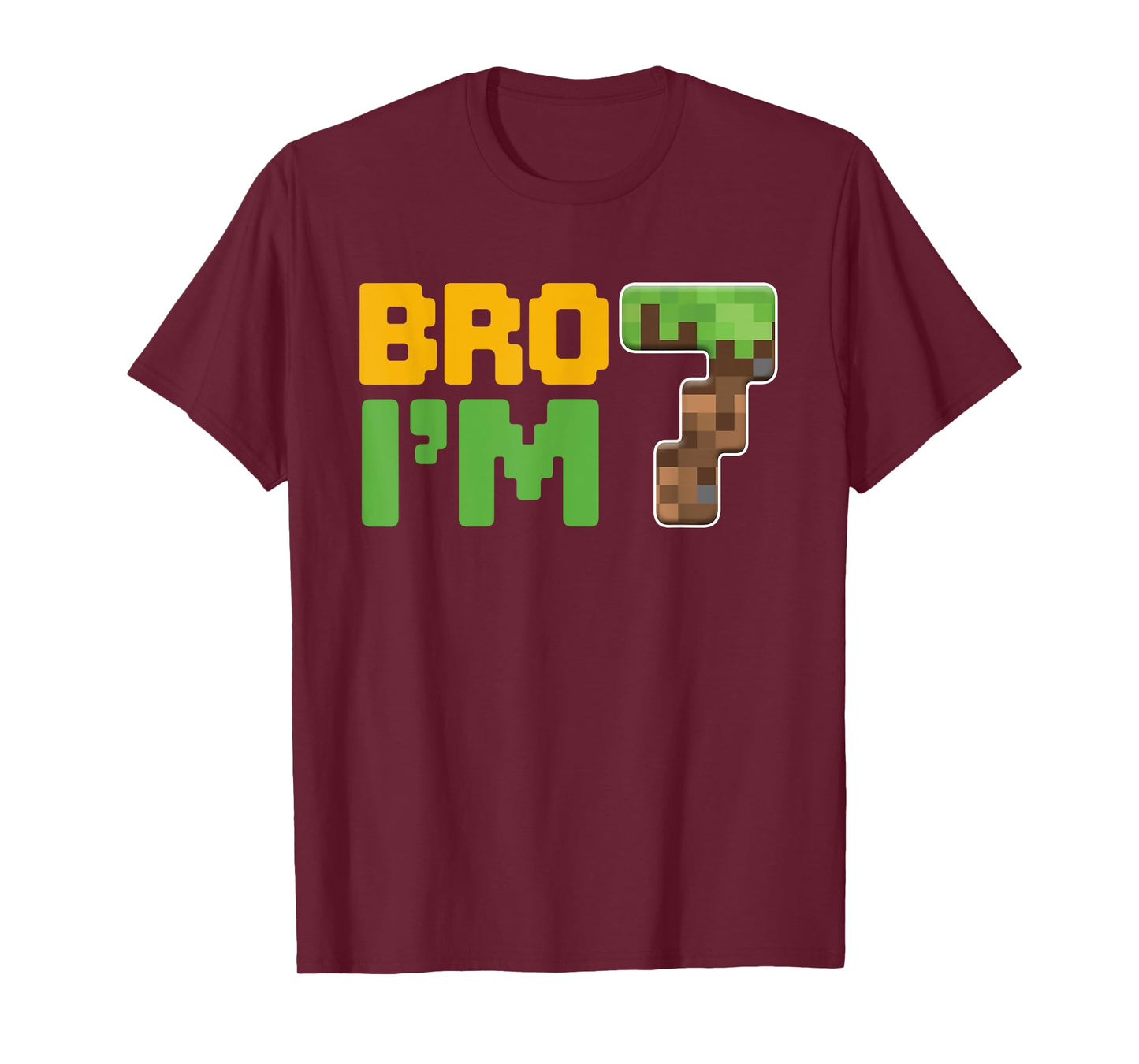 Boys Kids 7th Birthday Boy Bro I’m 7 Year Old Gamer Pixel T-Shirt