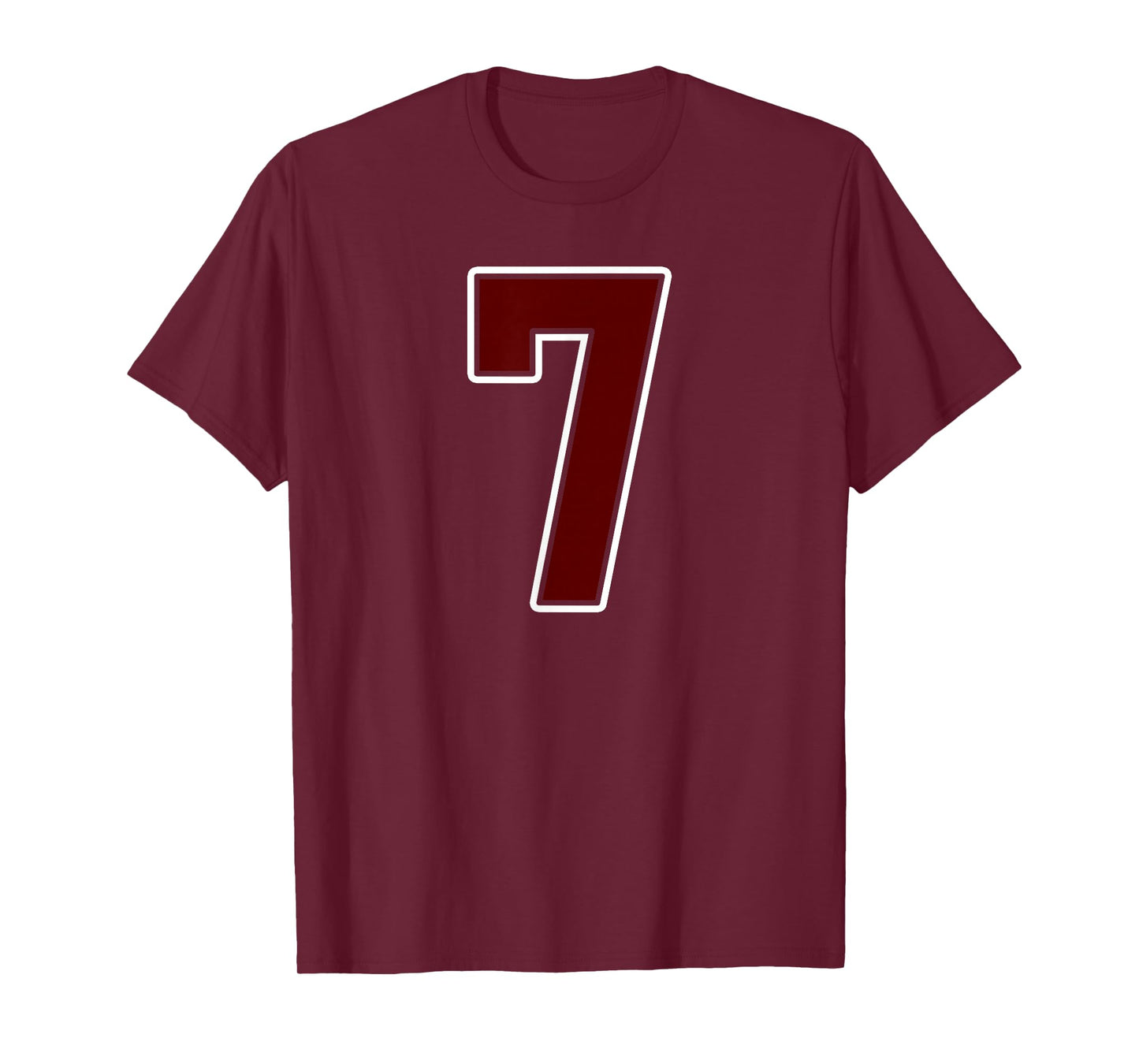 Maroon and White Number 7 Jersey Player Uniform #7 Fan T-Shirt