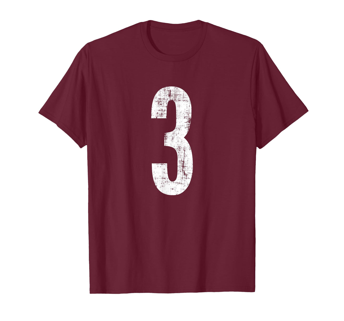 Number 3 Three Distressed Vintage Sport Team Player's T-Shirt