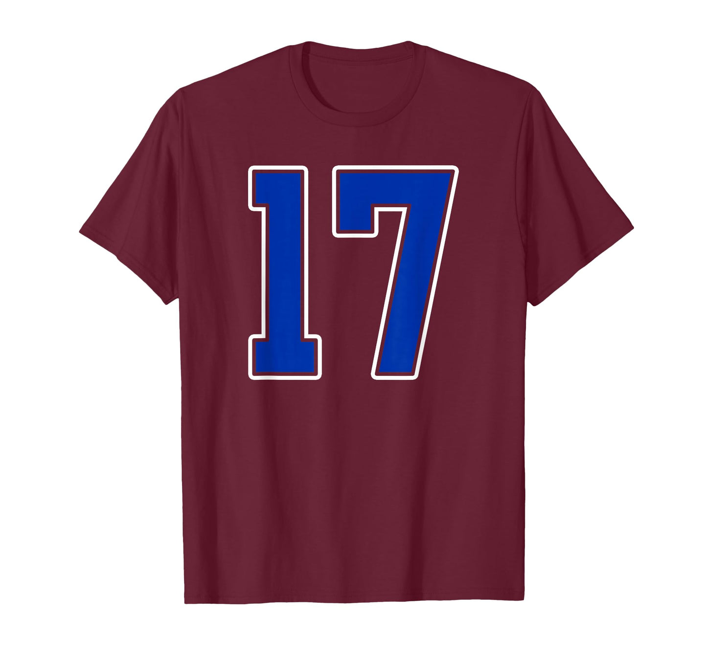 Royal Blue White Number 17 Jersey Player Uniform #17 T-Shirt