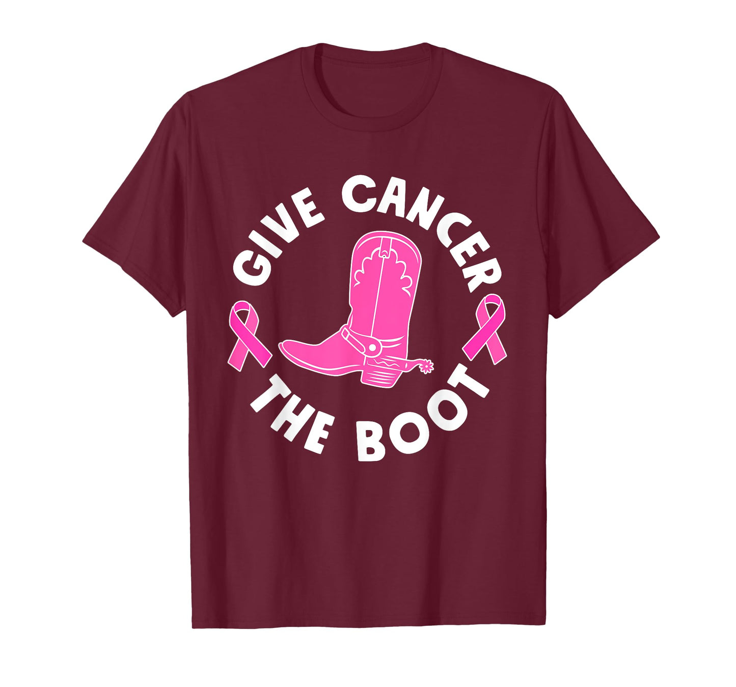 Give Cancer The Boot Westers Cowgirl Boots Breast Cancer T-Shirt