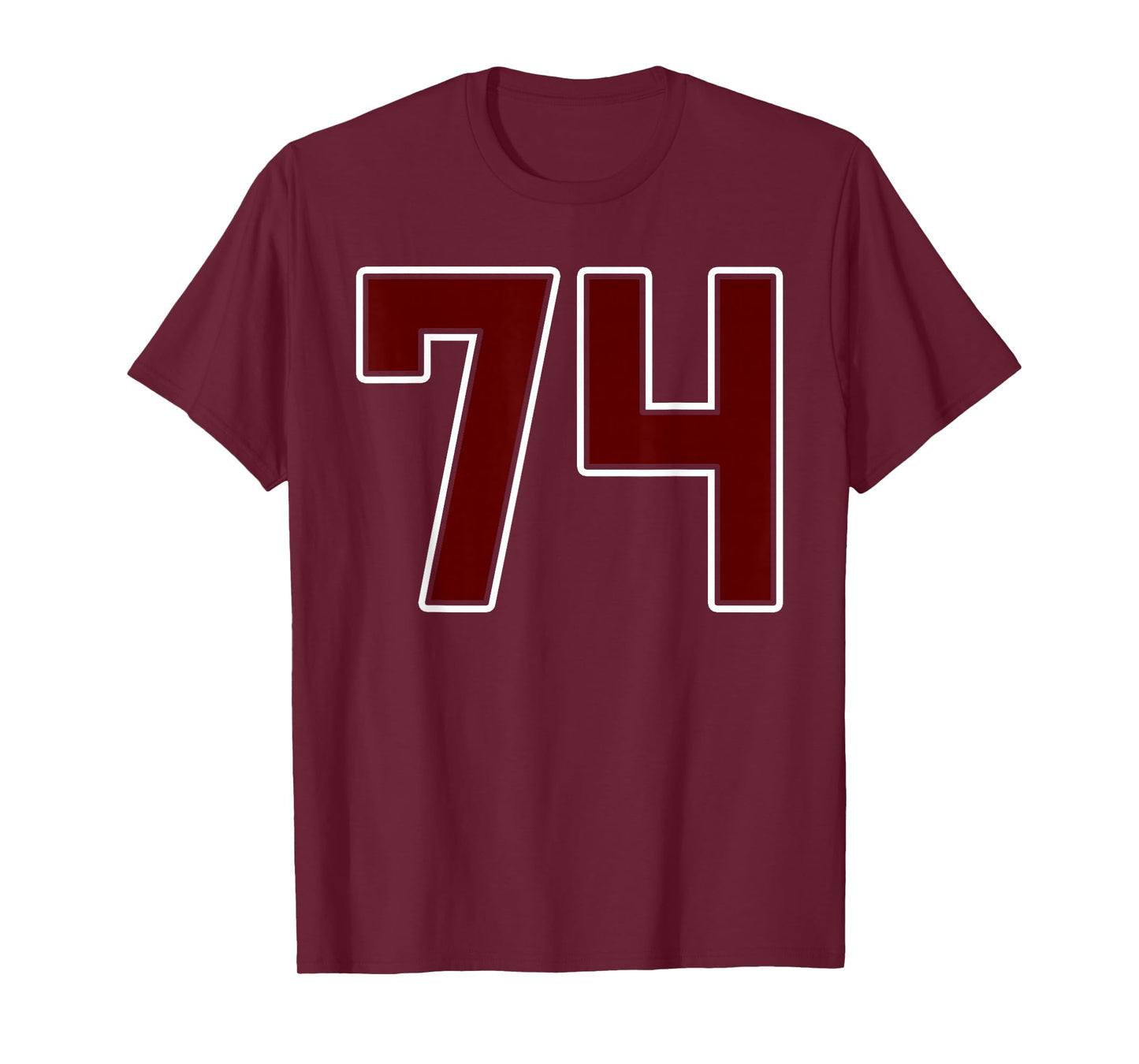 Maroon and White Number 74 Jersey Player Uniform #74 Fan T-Shirt