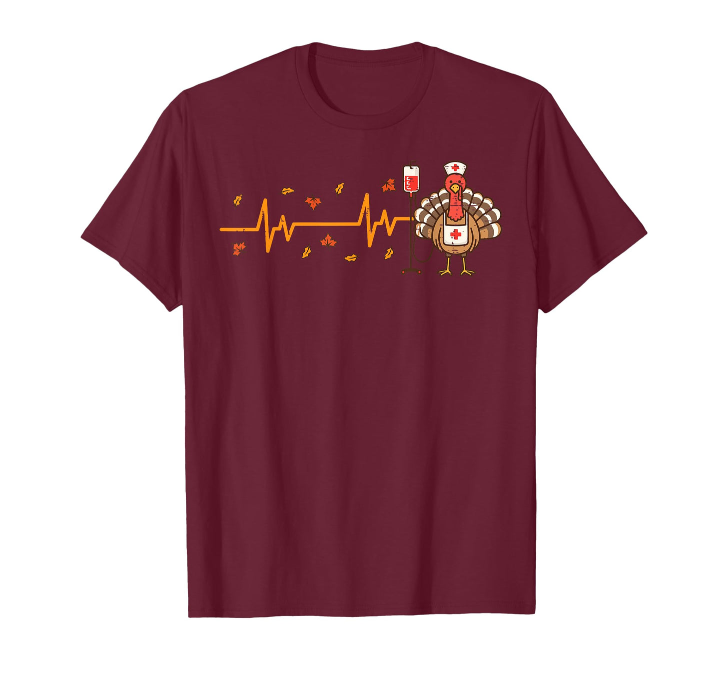 Thanksgiving Nurse Heartbeat Turkey Fall Scrub Top Women Men T-Shirt