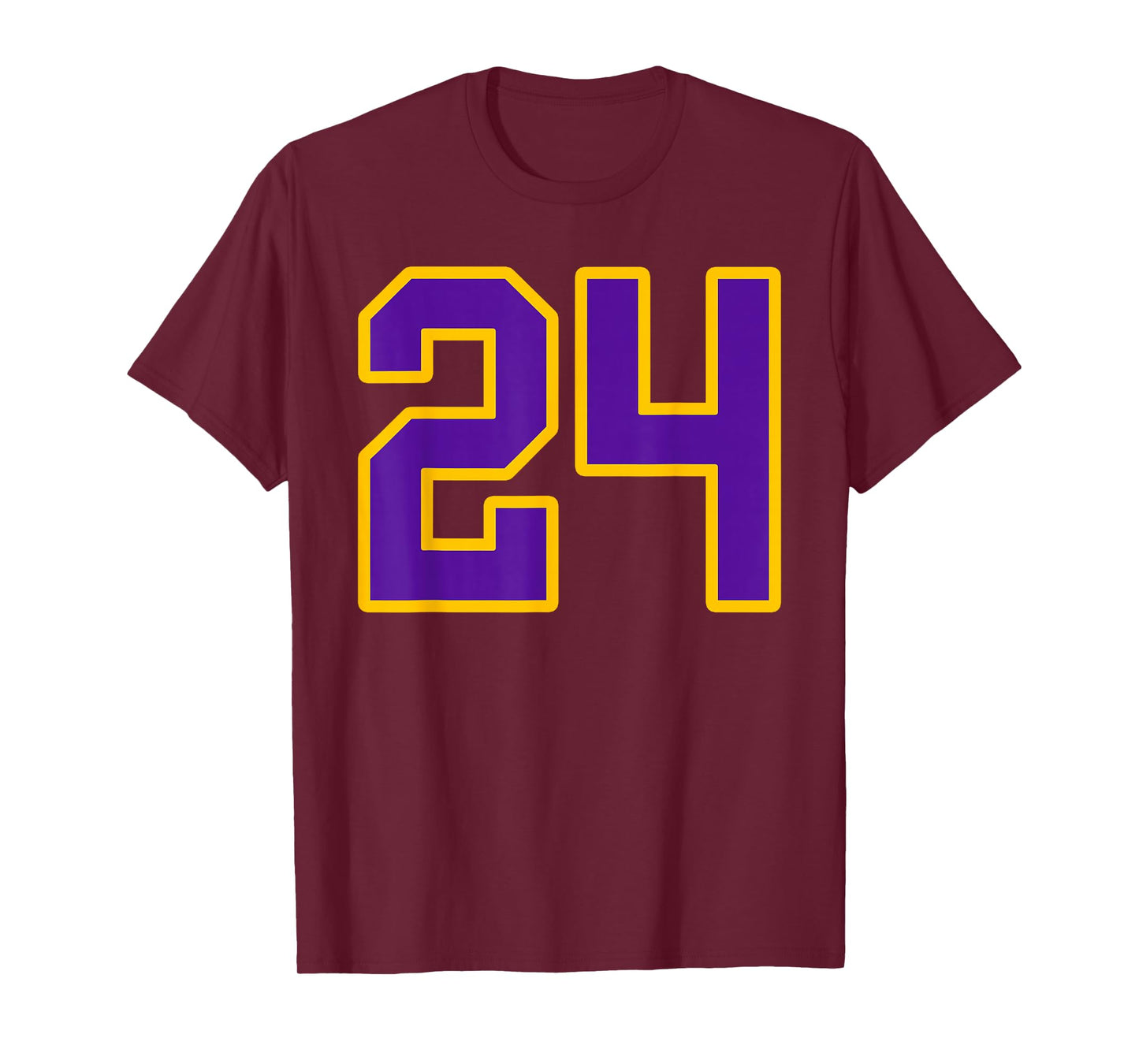 Purple and Gold Number 24 Jersey Player Uniform #24 Fan T-Shirt