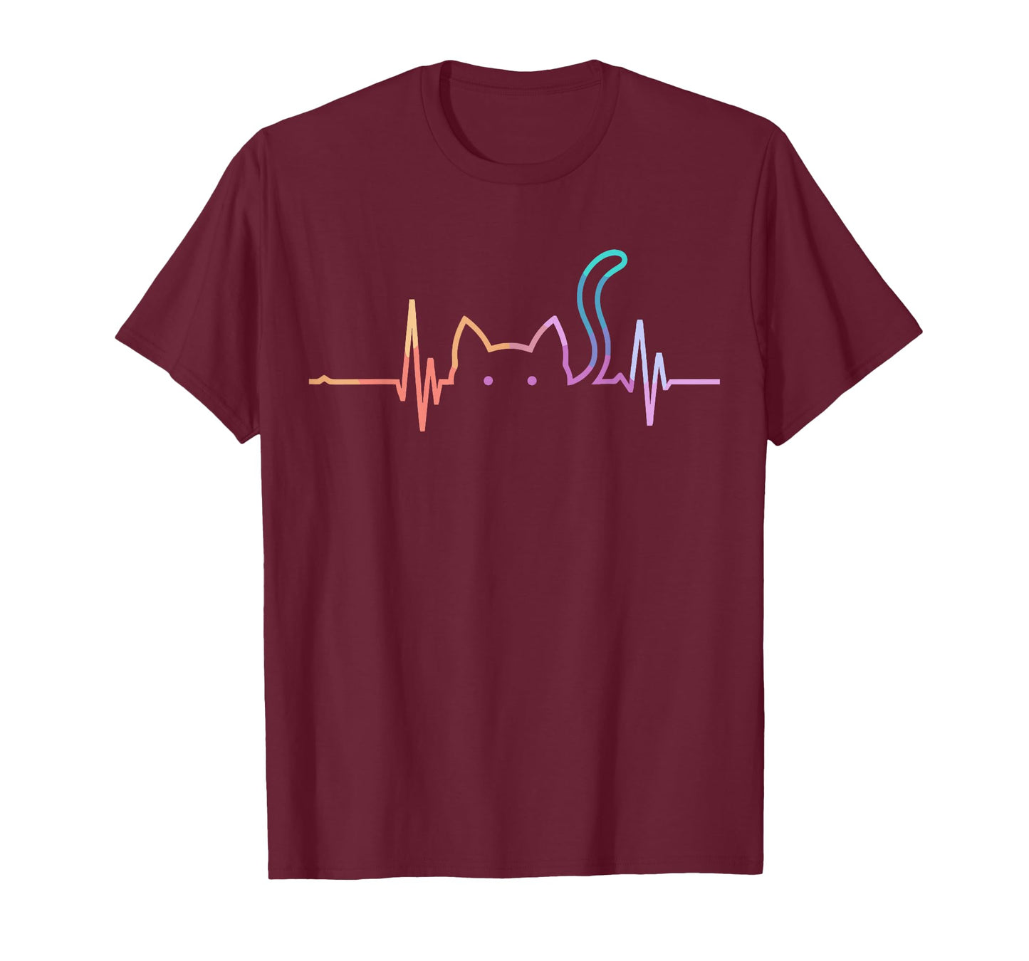 Cat Lover Graphic Heartbeat Silhouette Cute Funny Cat Men Women Girls Kids T-Shirt
