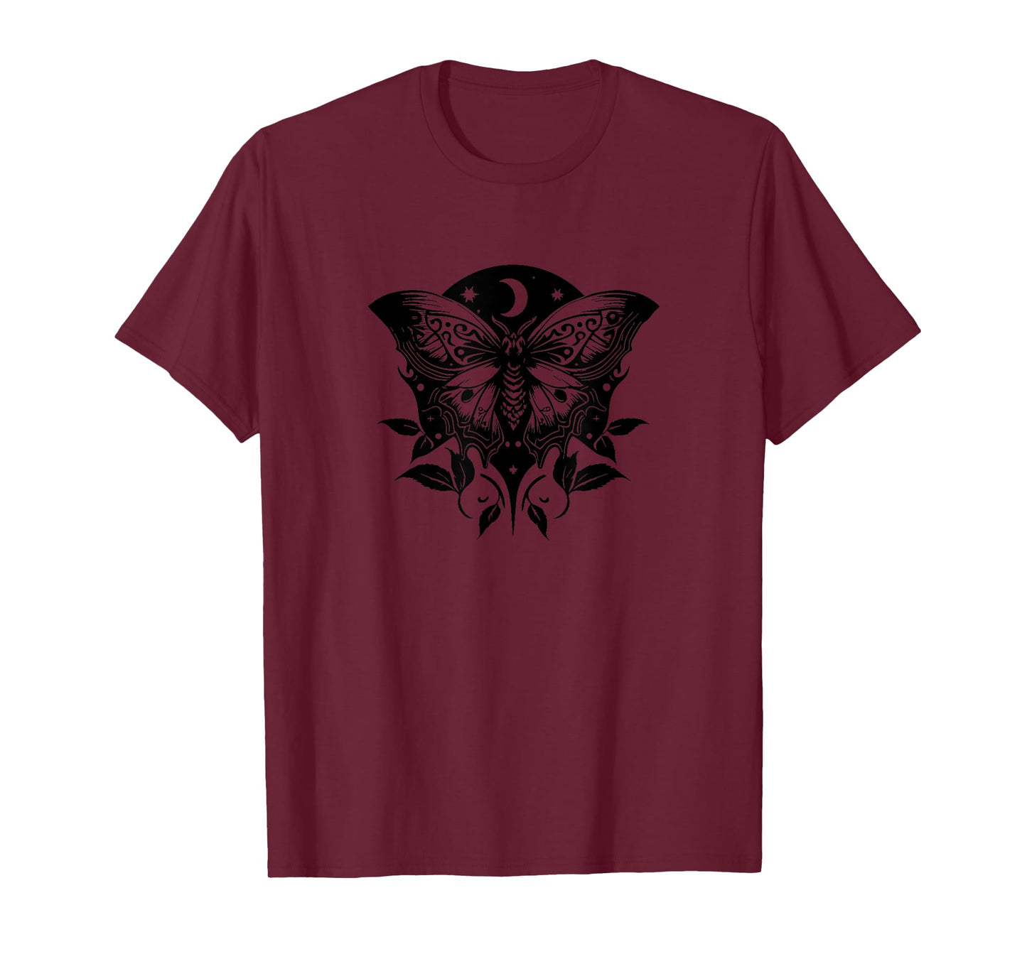 Moth, moon, butterfly, leafs, stars, goth, magic, mystic, T-Shirt