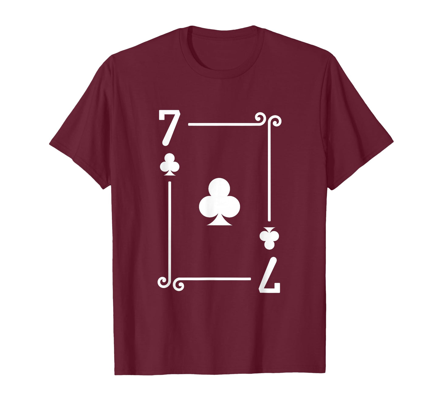 7 Clubs Playing Card Graphic - White Seven Card T-Shirt