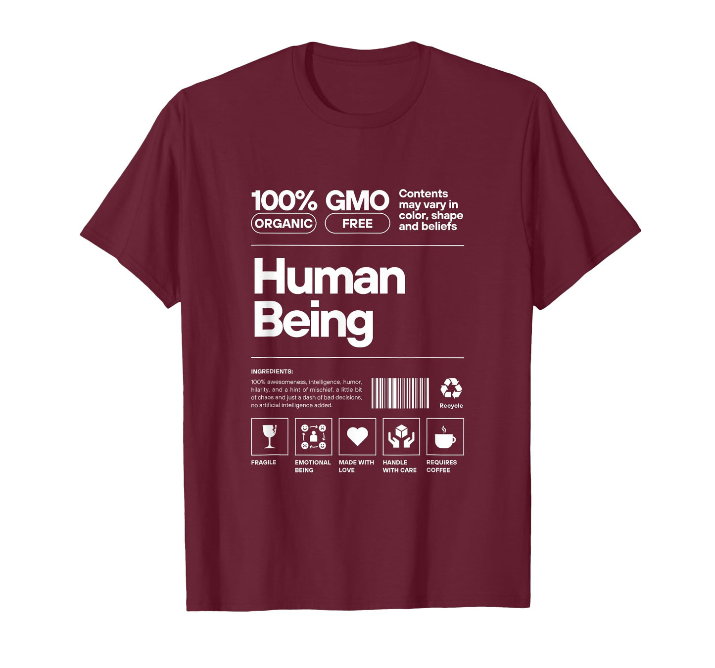 Human Being Personality Nutrition Facts Sarcastic T-Shirt