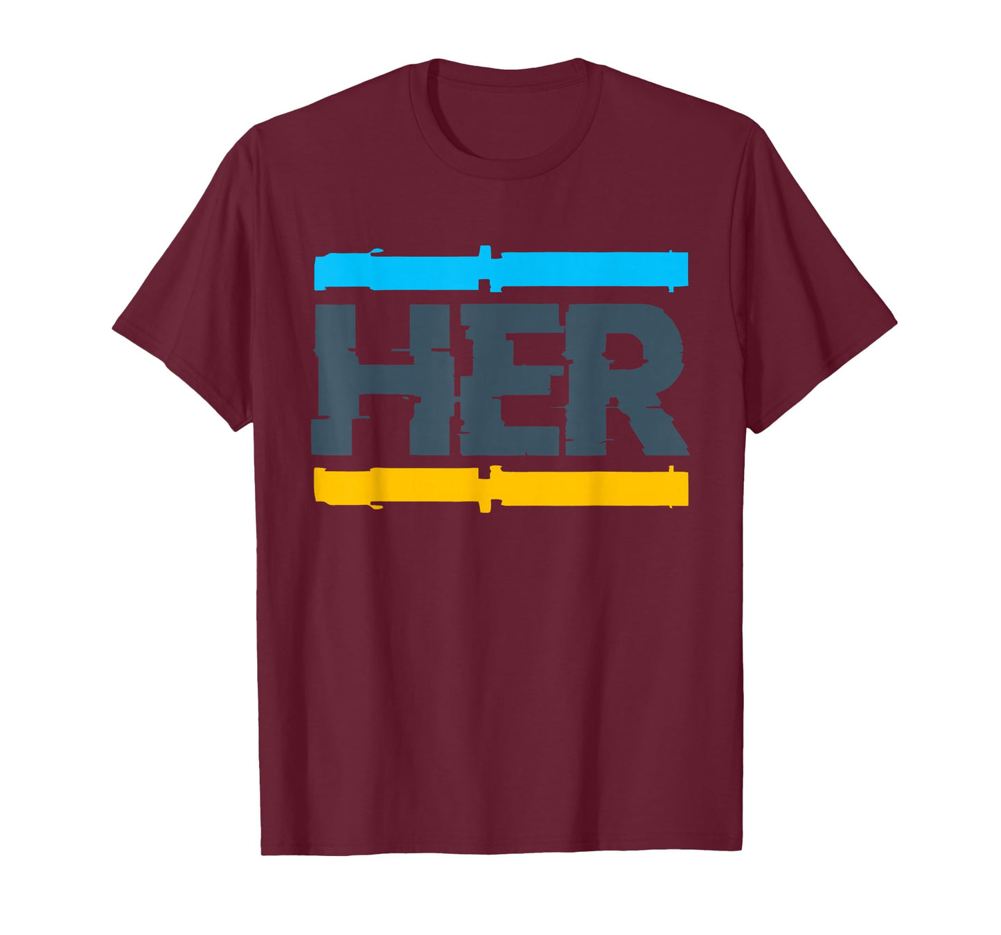Her Glitch Streetwear Retro Gamma Blue Matching T-Shirt