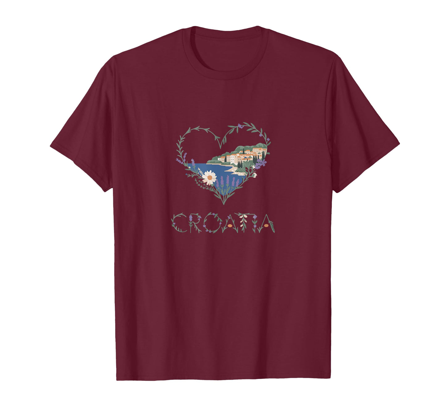 Croatia Floral Heart - Croatian Lover’s Souvenir T-Shirt