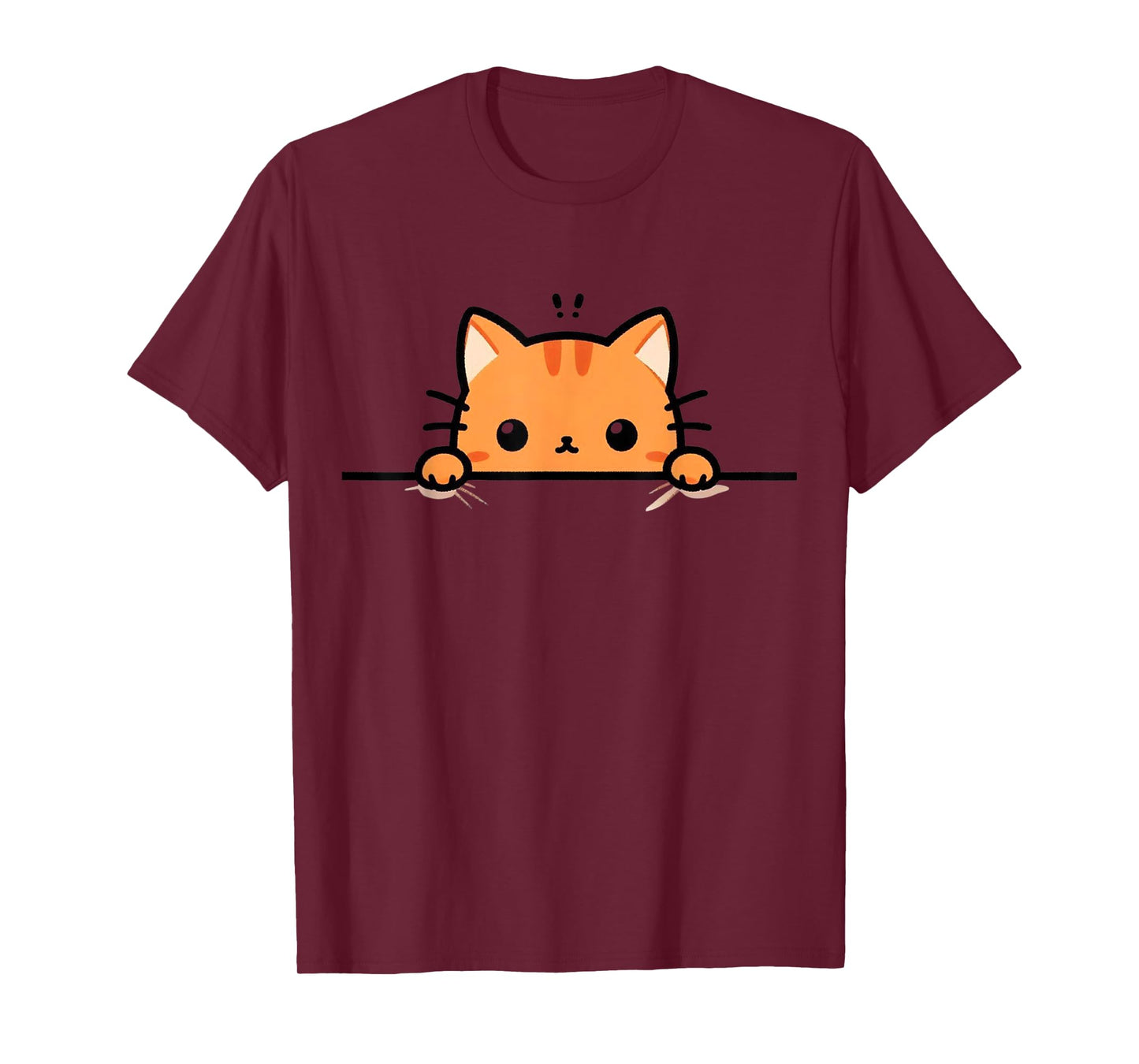 Cute Orange Kitty Cat Peeking Over at You Ginger Cat Lover T-Shirt