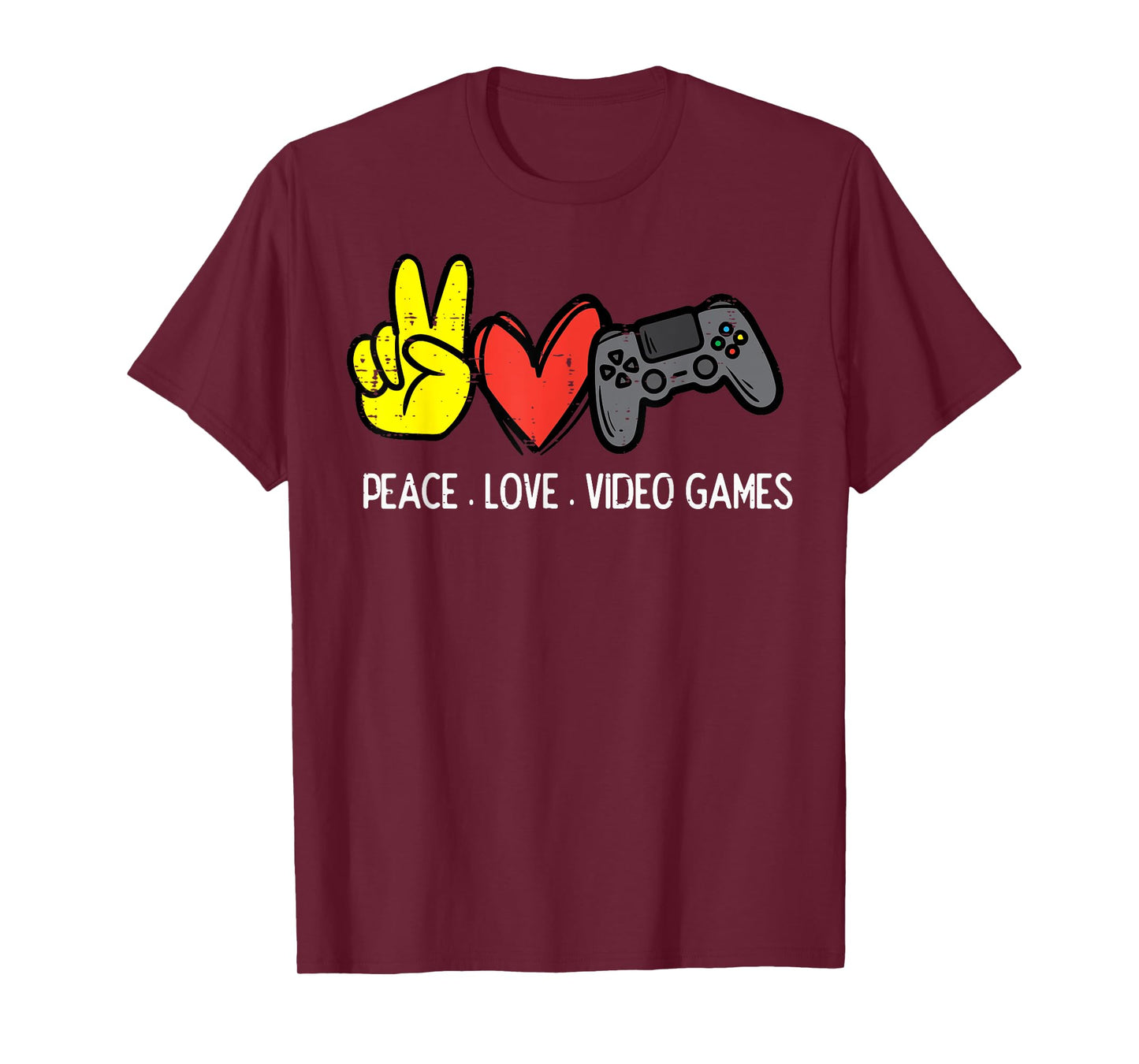 Peace Love Video Games Gamer Men Boys Kids Women Youth Teen T-Shirt