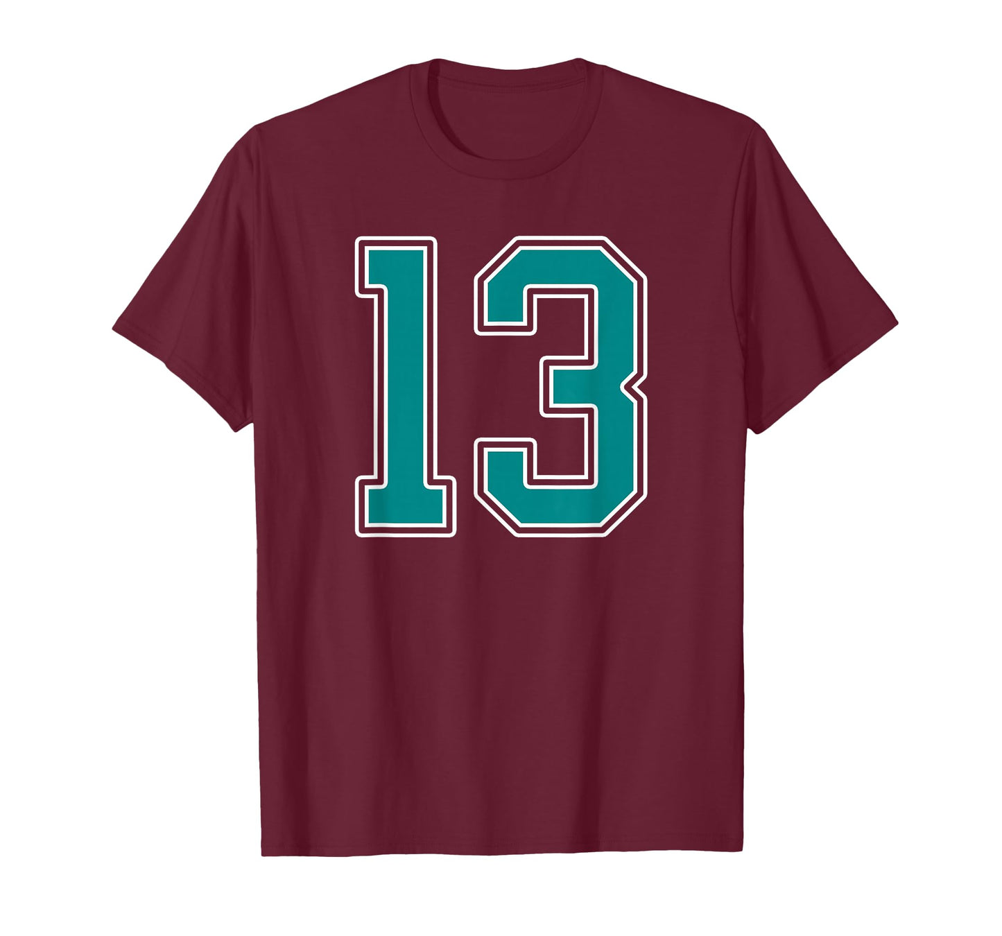 Teal and White Number 13 Jersey Player Uniform #13 Fan T-Shirt