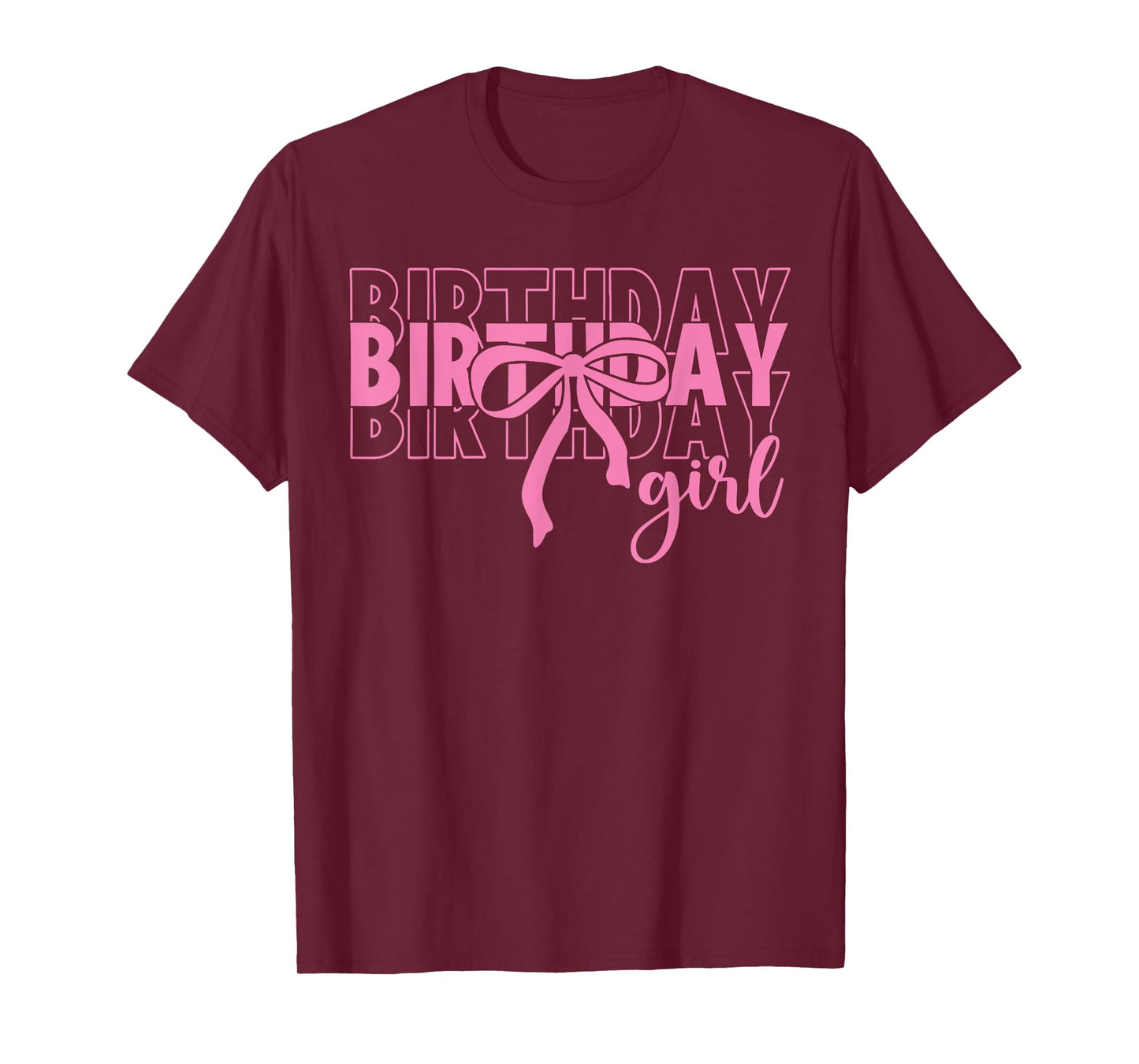 Birthday Girl Pink Coquette Bow Kids Girls Women Party Bday T-Shirt
