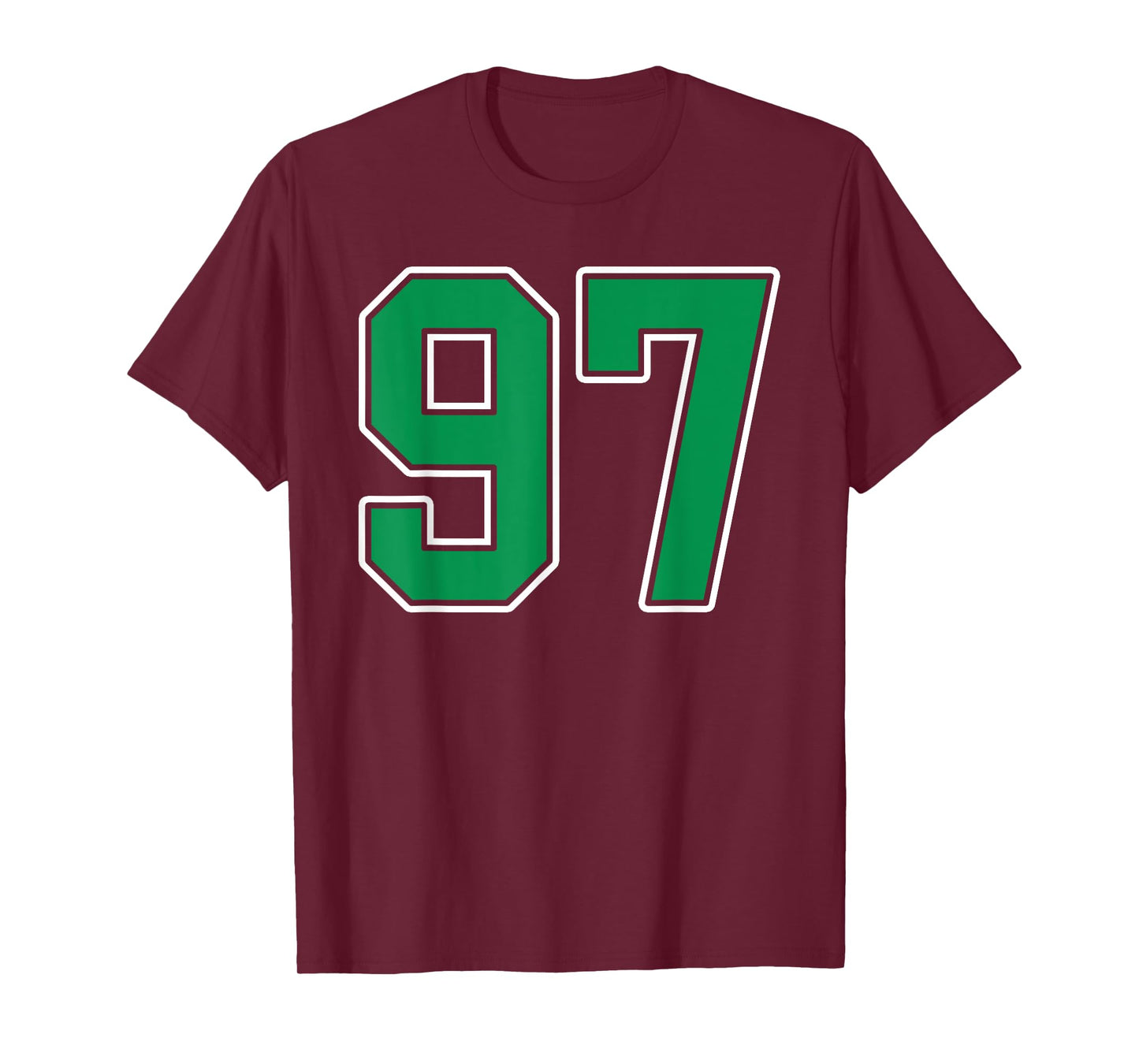 Kelly Green White Number 97 Jersey Player Uniform #97 T-Shirt