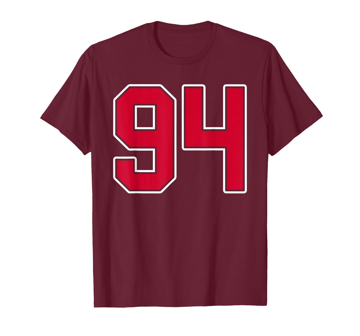 Red White Number 94 Jersey Player Uniform #94 T-Shirt