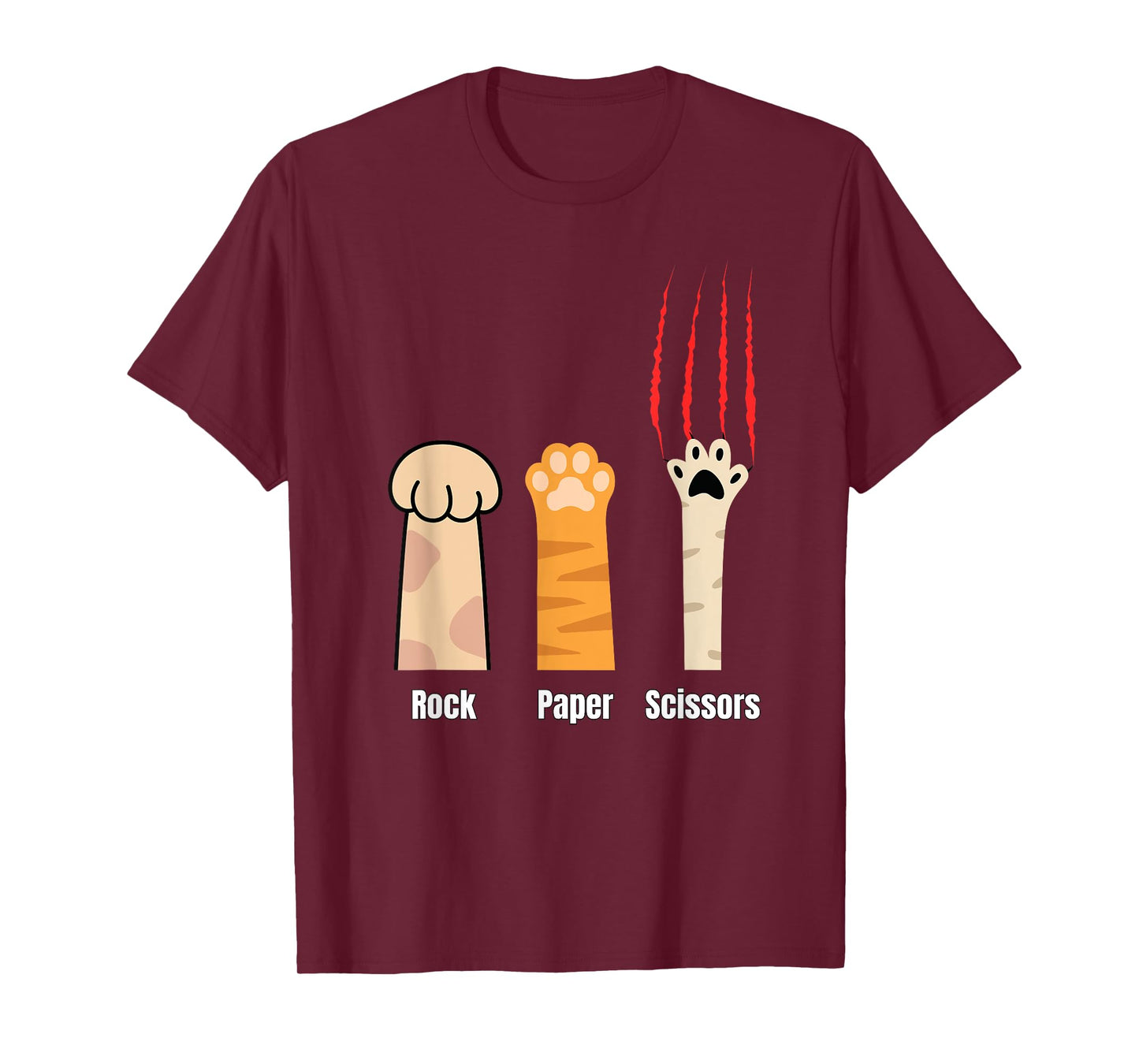 Rock Paper Scissors Cat Paws Funny Cats Scratch Men Women Girls Kids T-Shirt