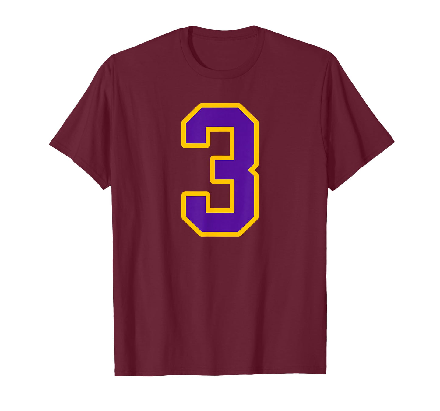 Purple and Gold Number 3 Jersey Player Uniform #3 Fan T-Shirt