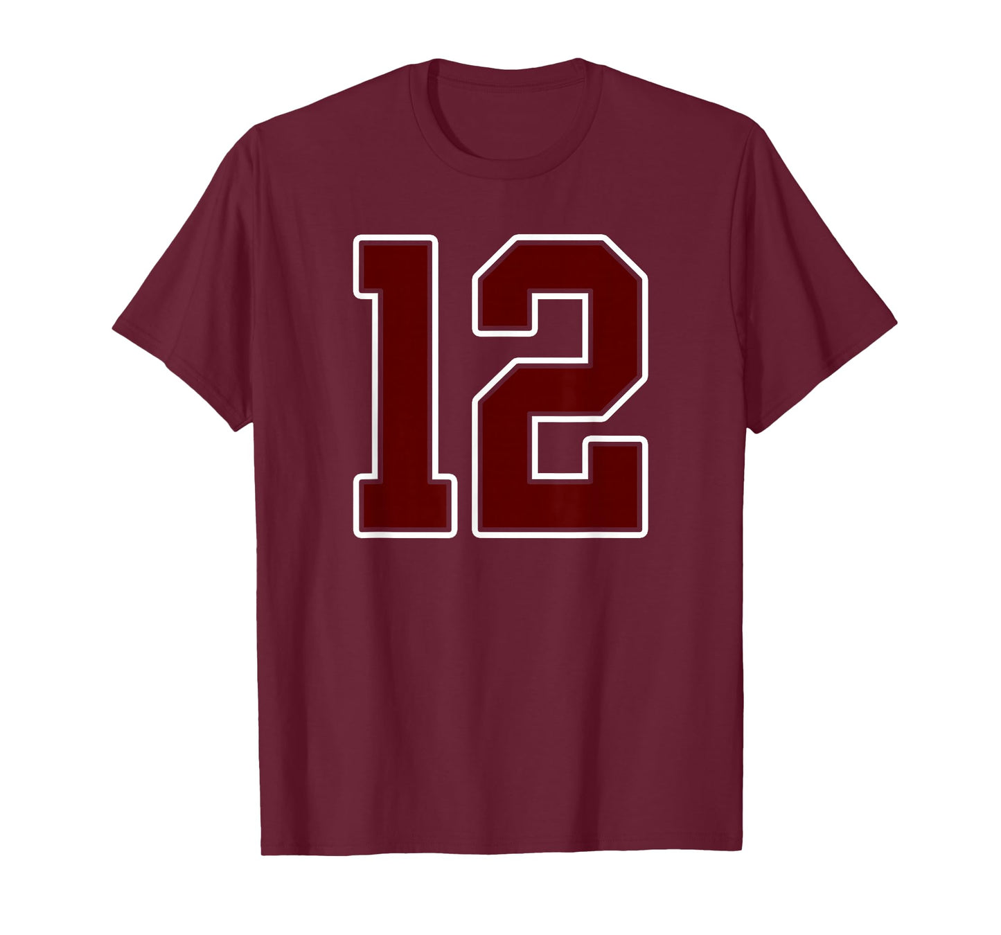 Maroon and White Number 12 Jersey Player Uniform #12 Fan T-Shirt