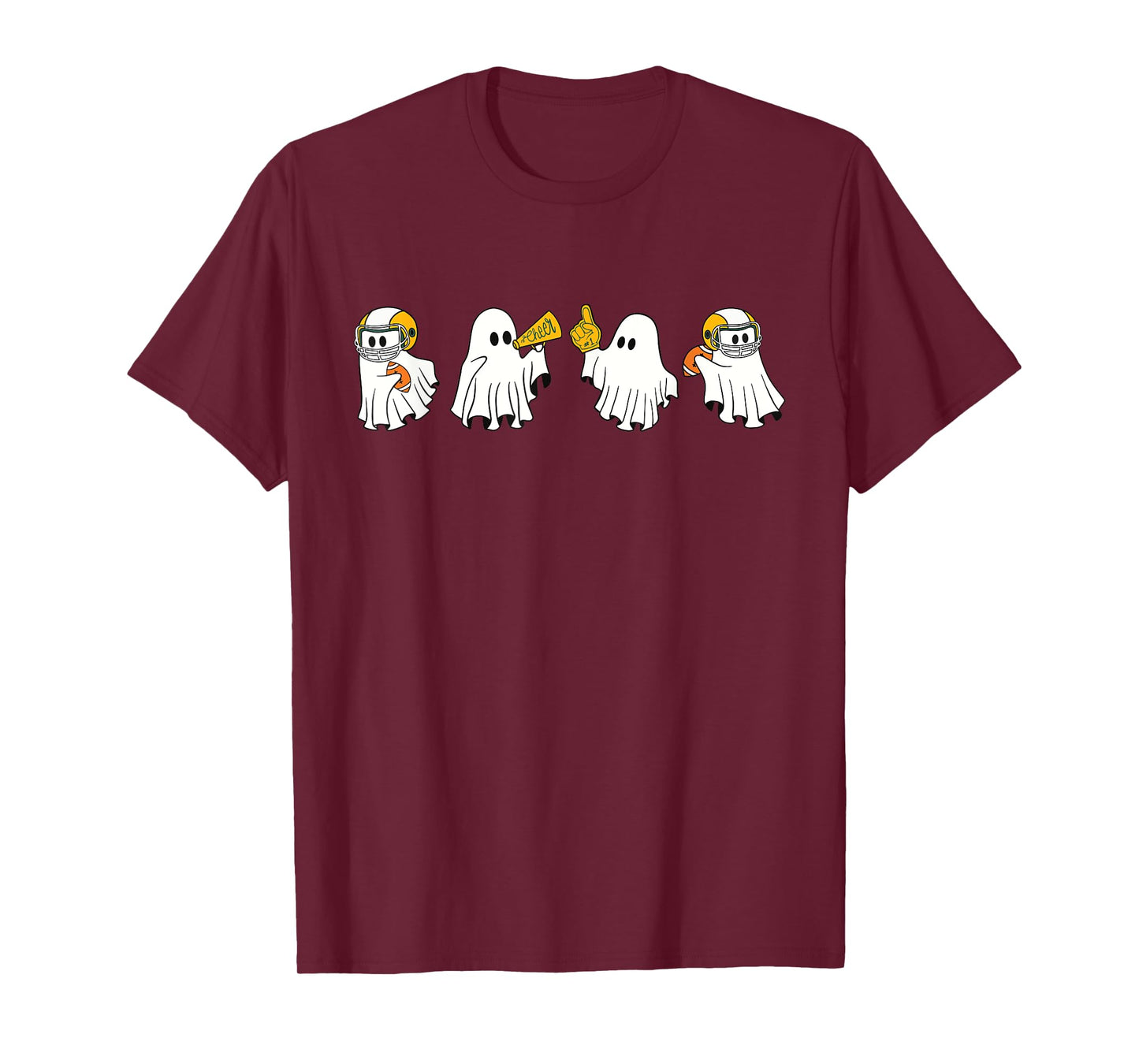 Football Ghost Sport Cheer Leader Spooky Season Halloween T-Shirt