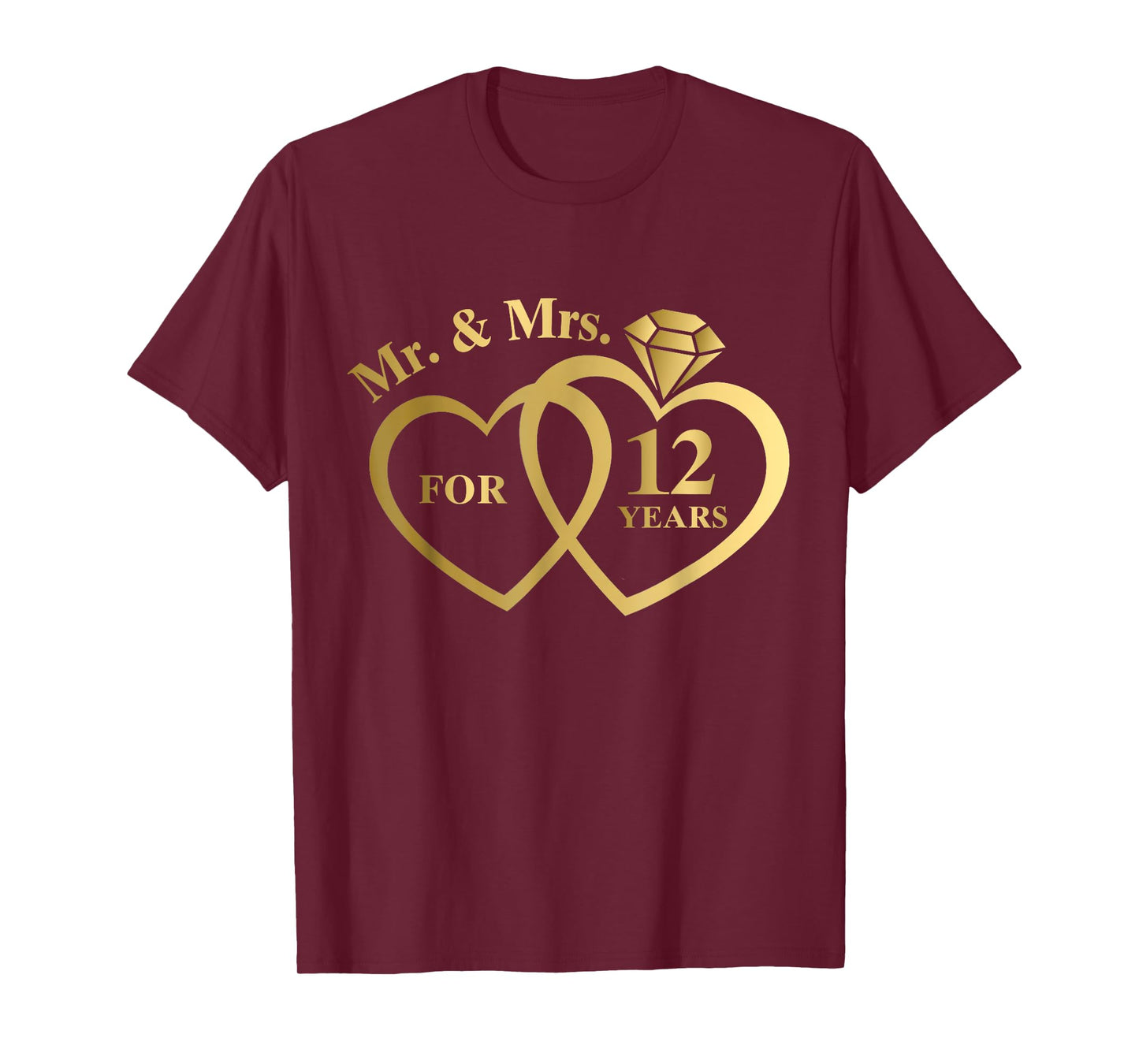 Mr And Mrs For 12 Years 12th Wedding Anniversary Couple T-Shirt