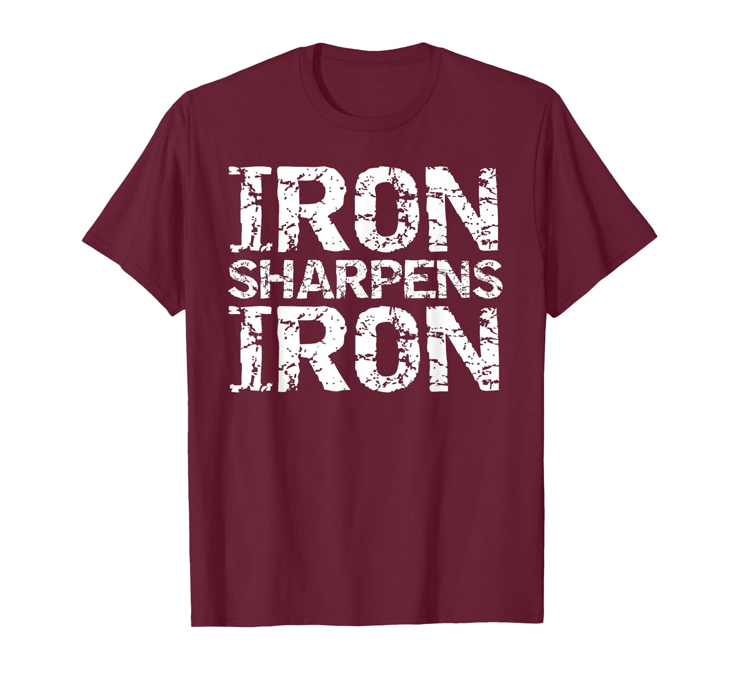 Christian Workout Discipleship Distressed Iron Sharpens Iron T-Shirt