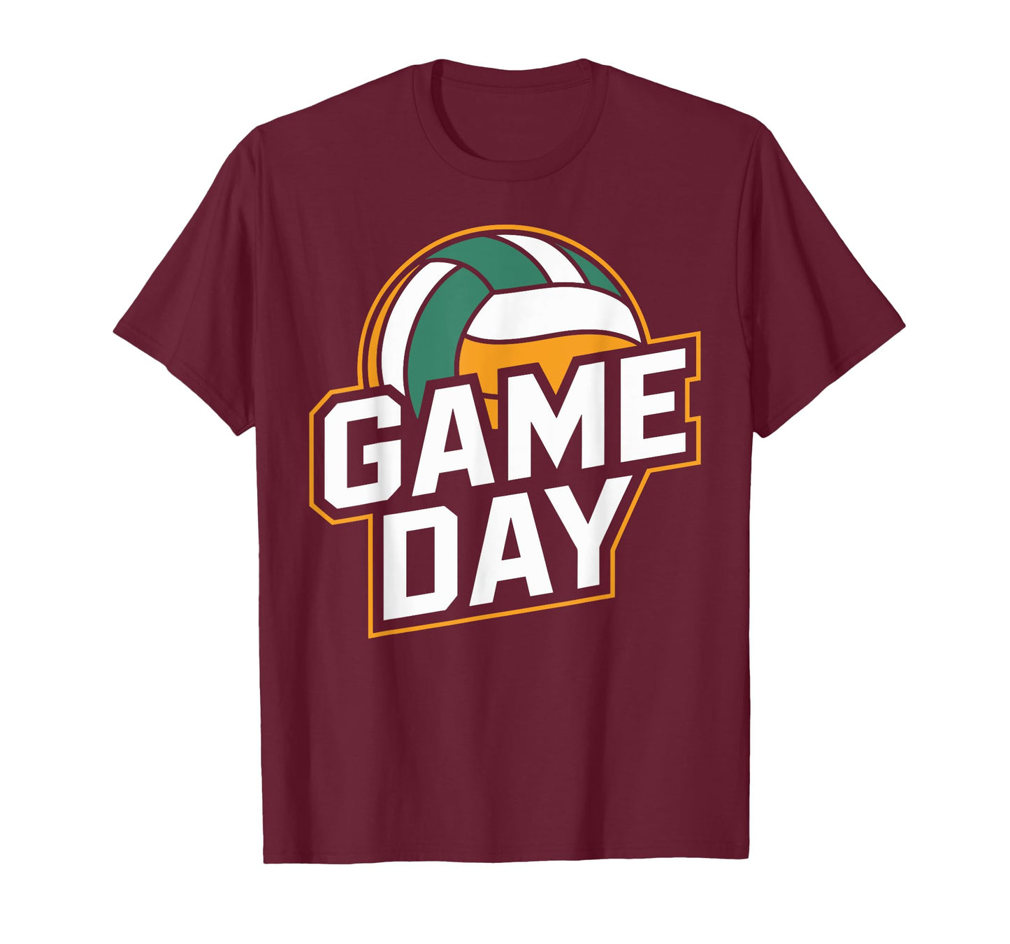 Game Day Volleyball Sport Colorful White, Green Ball Graphic T-Shirt